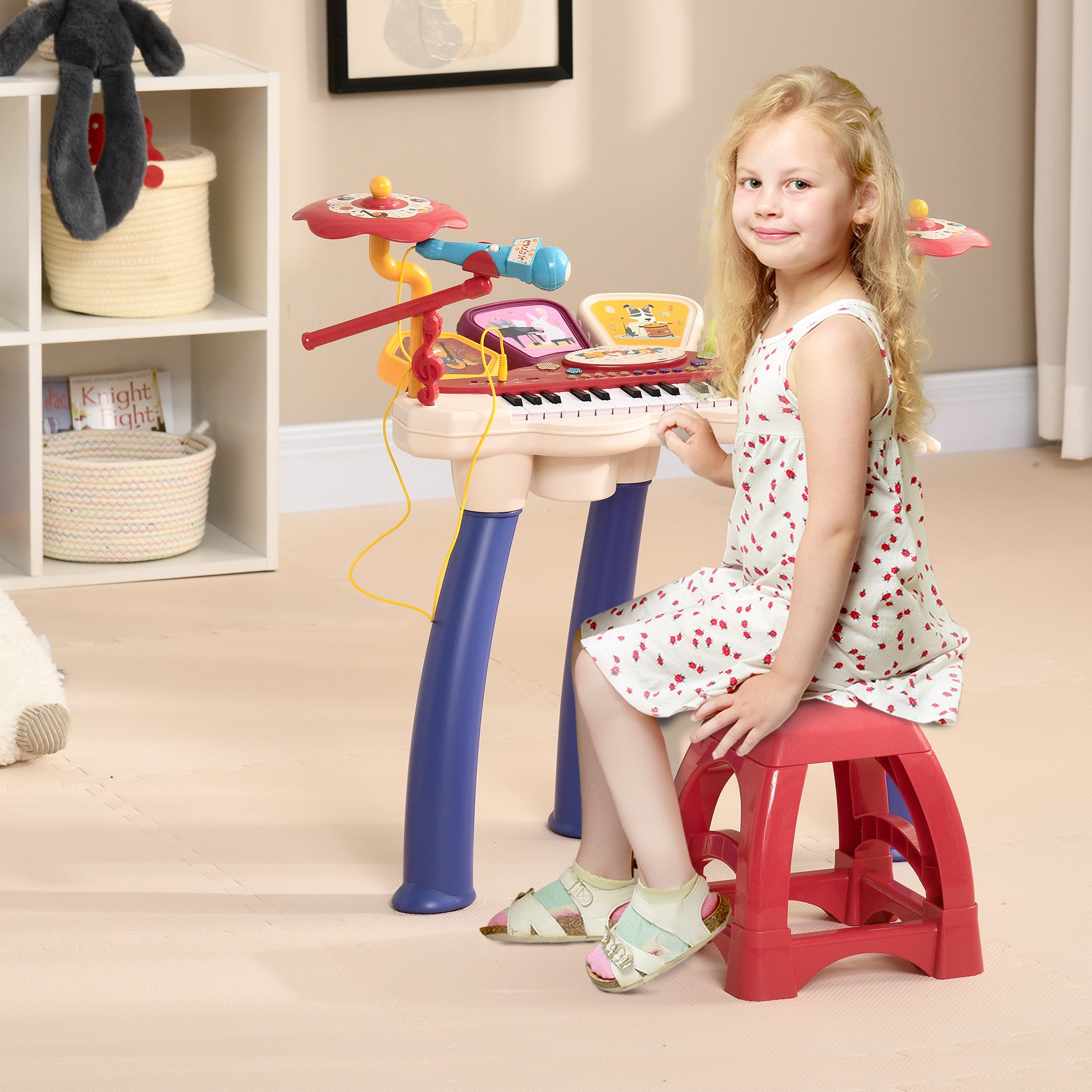 Piano Eletrónico Infantil 32 Teclas Multicor 74x32,2x71 cm