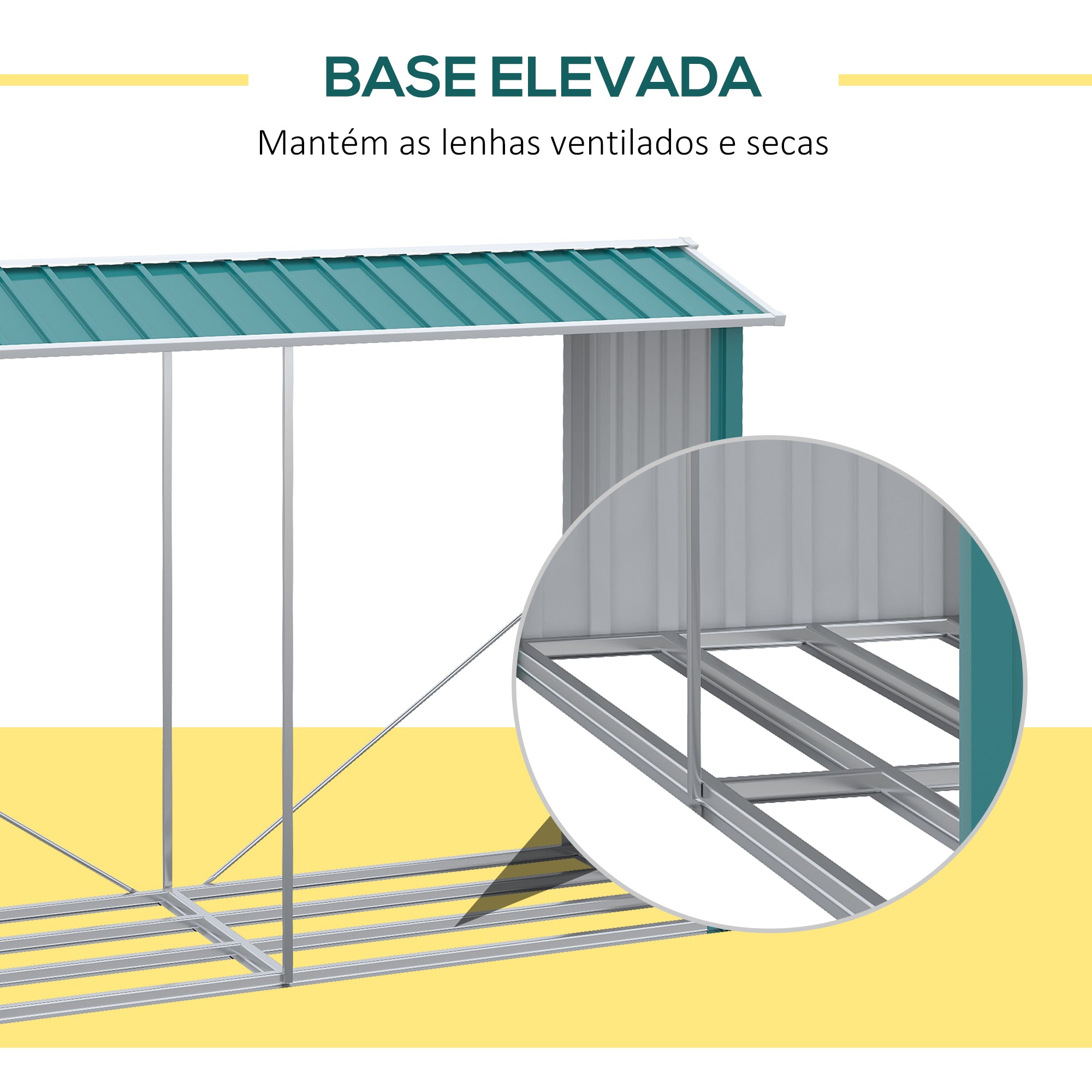 Abrigo de Lenha Verde 240x86x160 cm - Estrutura de Aço Galvanizado