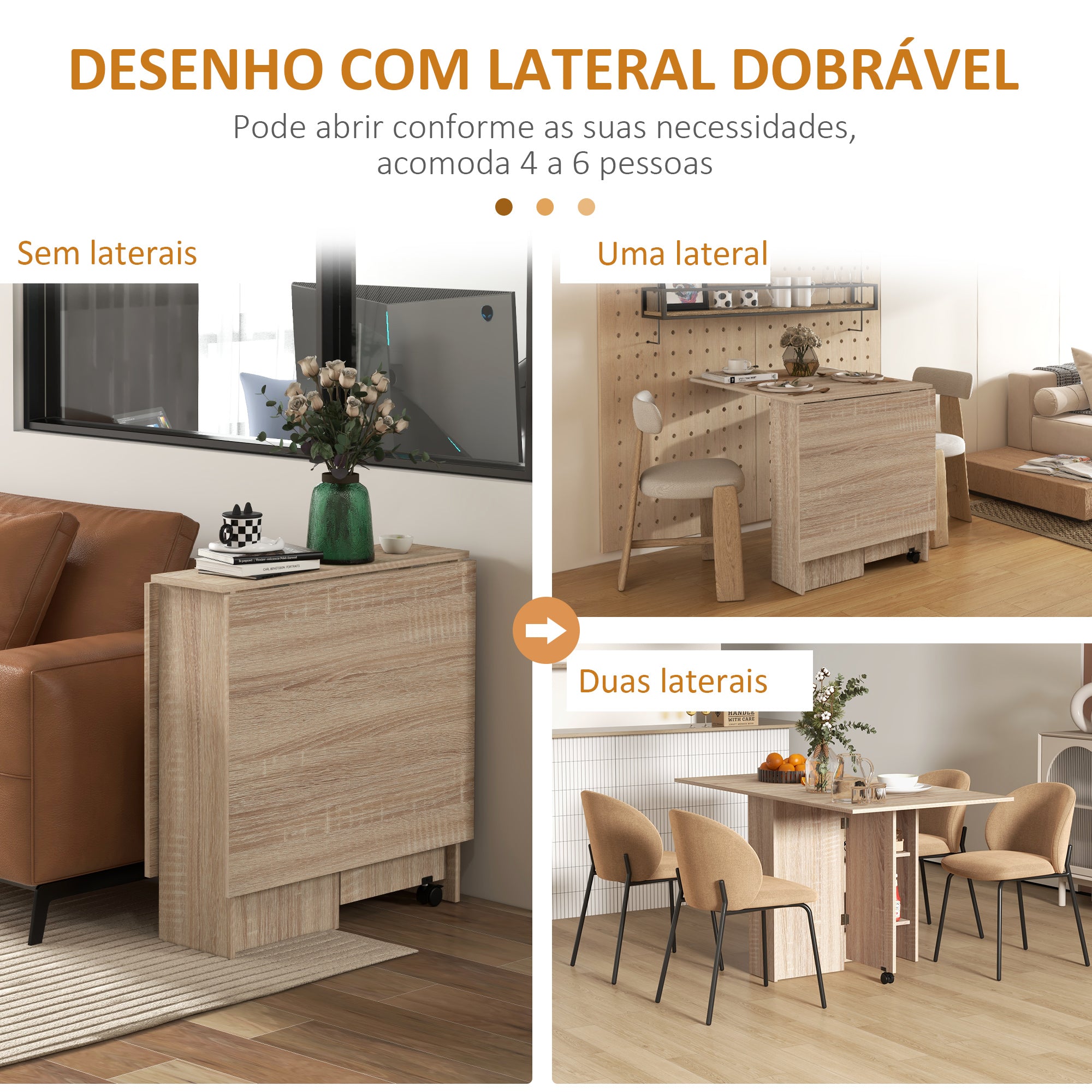 Mesa de Sala de Jantar Dobrável 75x140x74 cm - Cor de Madeira Natural