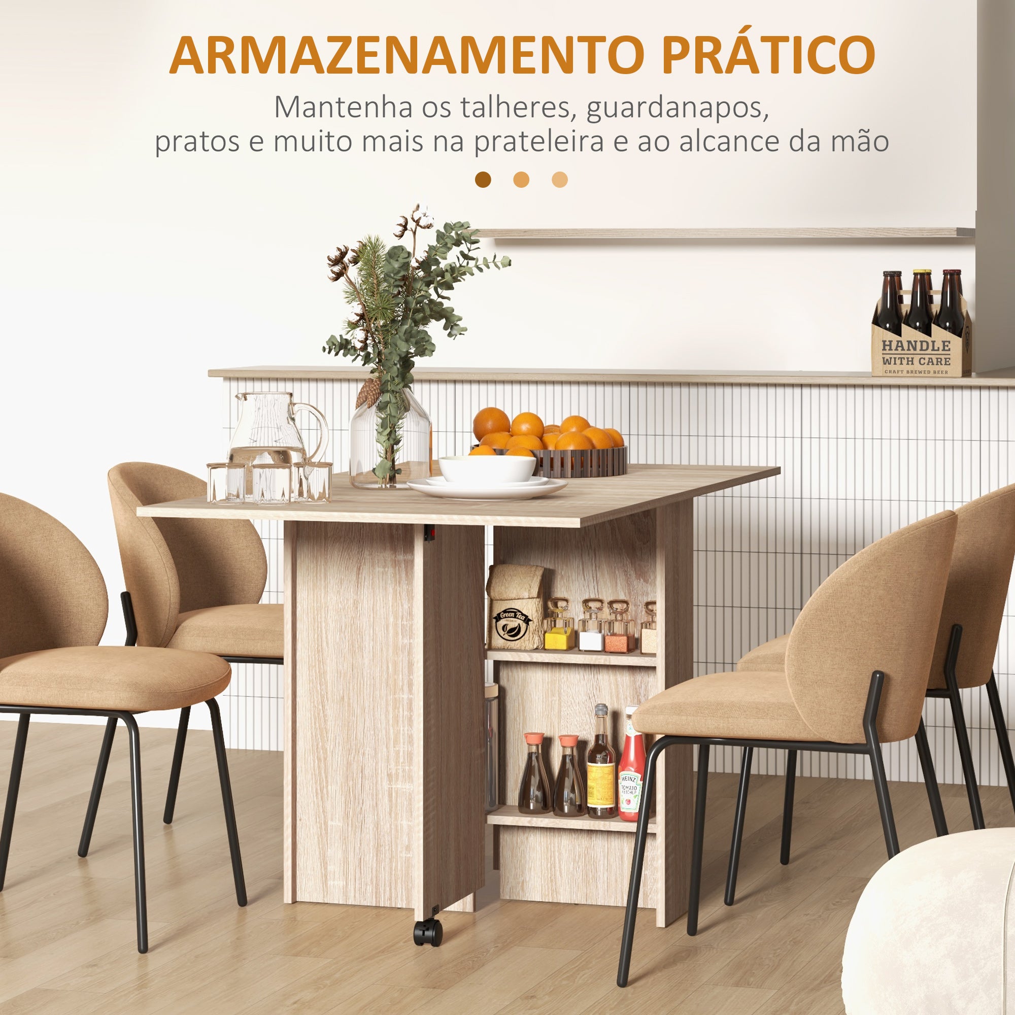 Mesa de Sala de Jantar Dobrável 75x140x74 cm - Cor de Madeira Natural