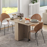 Mesa de Sala de Jantar Dobrável – 75x140x74 cm – Cor de Madeira Natural – Melamina de Madeira
