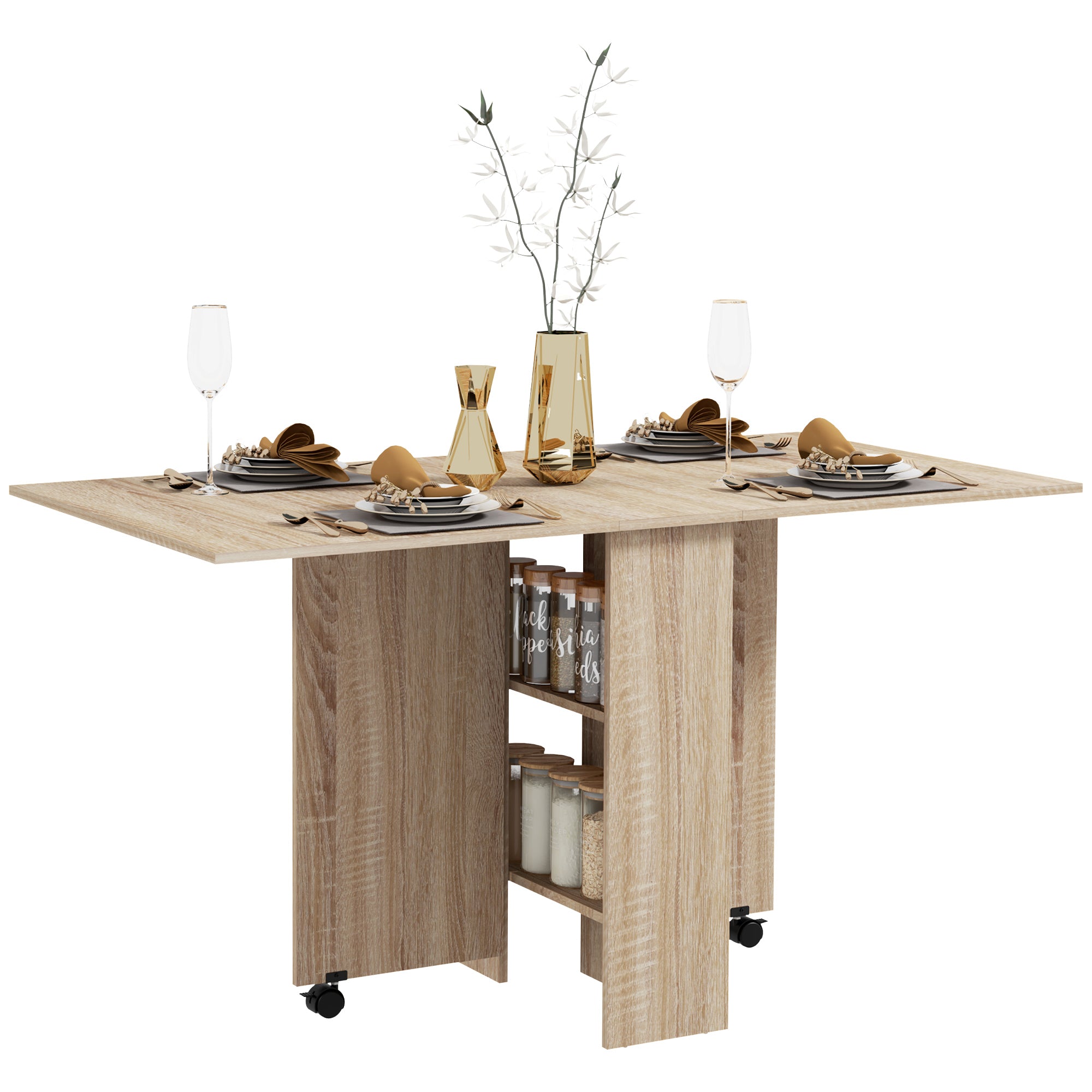 Mesa de Sala de Jantar Dobrável 75x140x74 cm - Cor de Madeira Natural