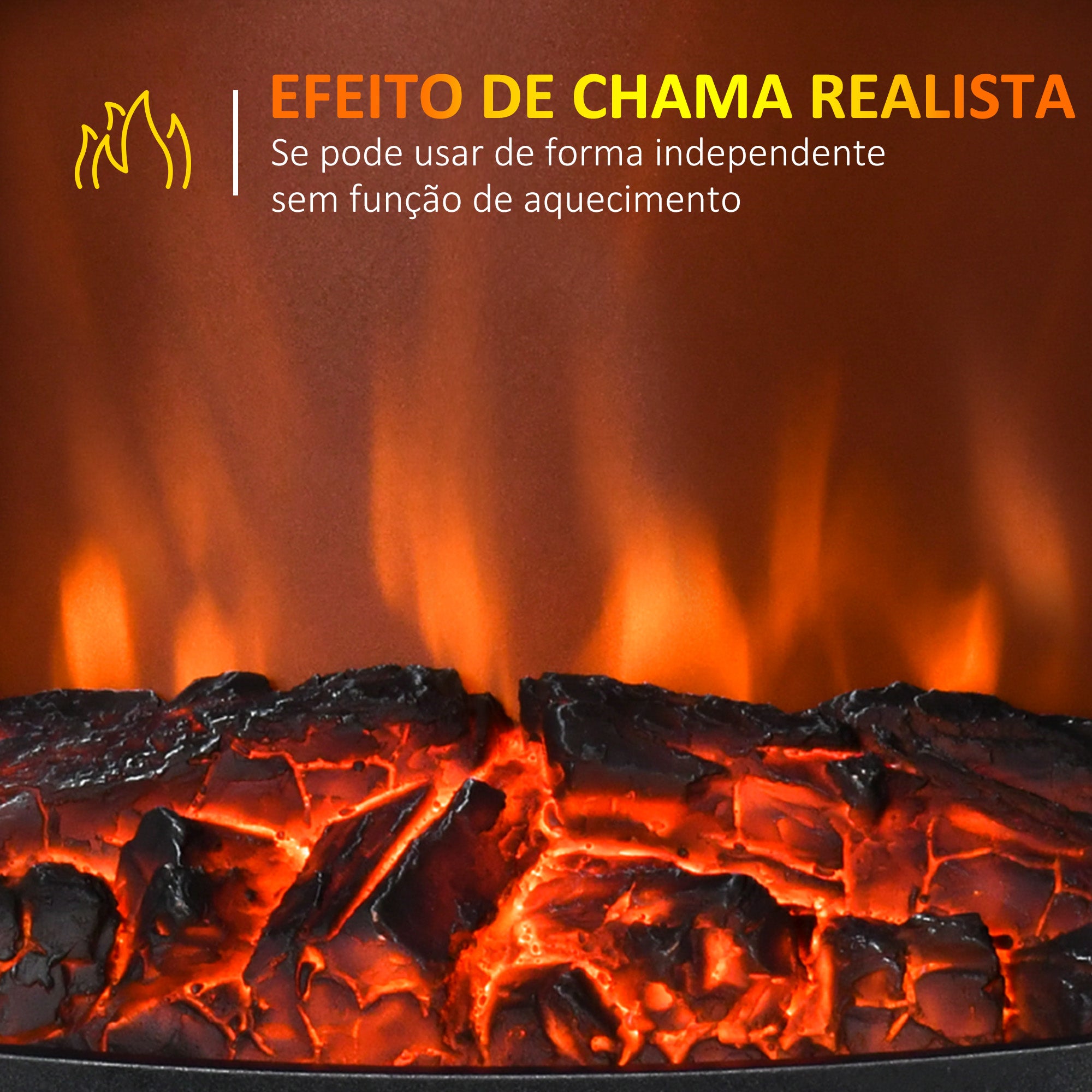 Lareira Elétrica Decorativa – 39x26x54,8 cm – Preto – Aço, ABS