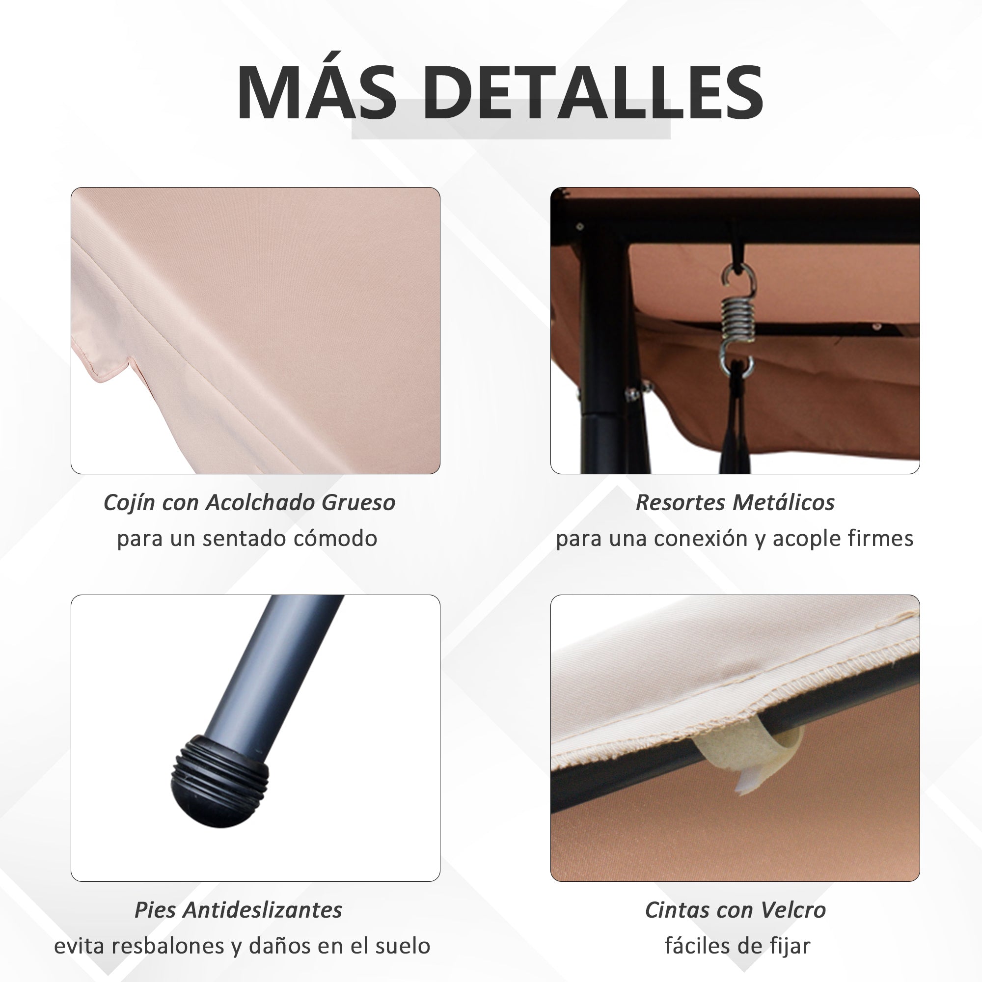 Baloiço de Jardim 3 Lugares Bege 200x125x170cm Convertível em Cama com Toldo Reclinável