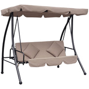 Baloiço de Jardim 3 Lugares Bege 200x125x170cm Convertível em Cama com Toldo Reclinável