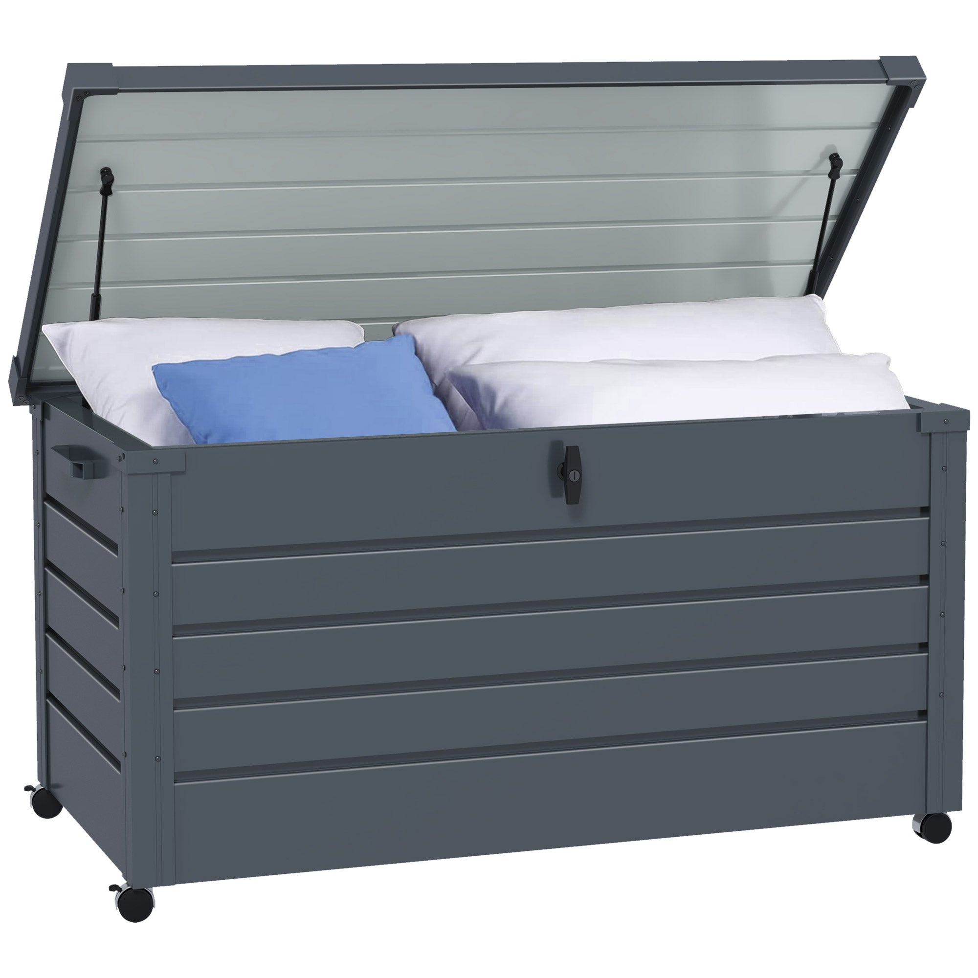 Baú de Armazenamento de Aço Galvanizado 120x62x66 cm - Cinza Escuro