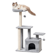 Arranhador para Gatos Cinzento 60x40x114 cm com Postes de Sisal e 3 Plataformas