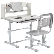 Secretária e Cadeira para Crianças 80x54,5x82-104 cm Cinzento