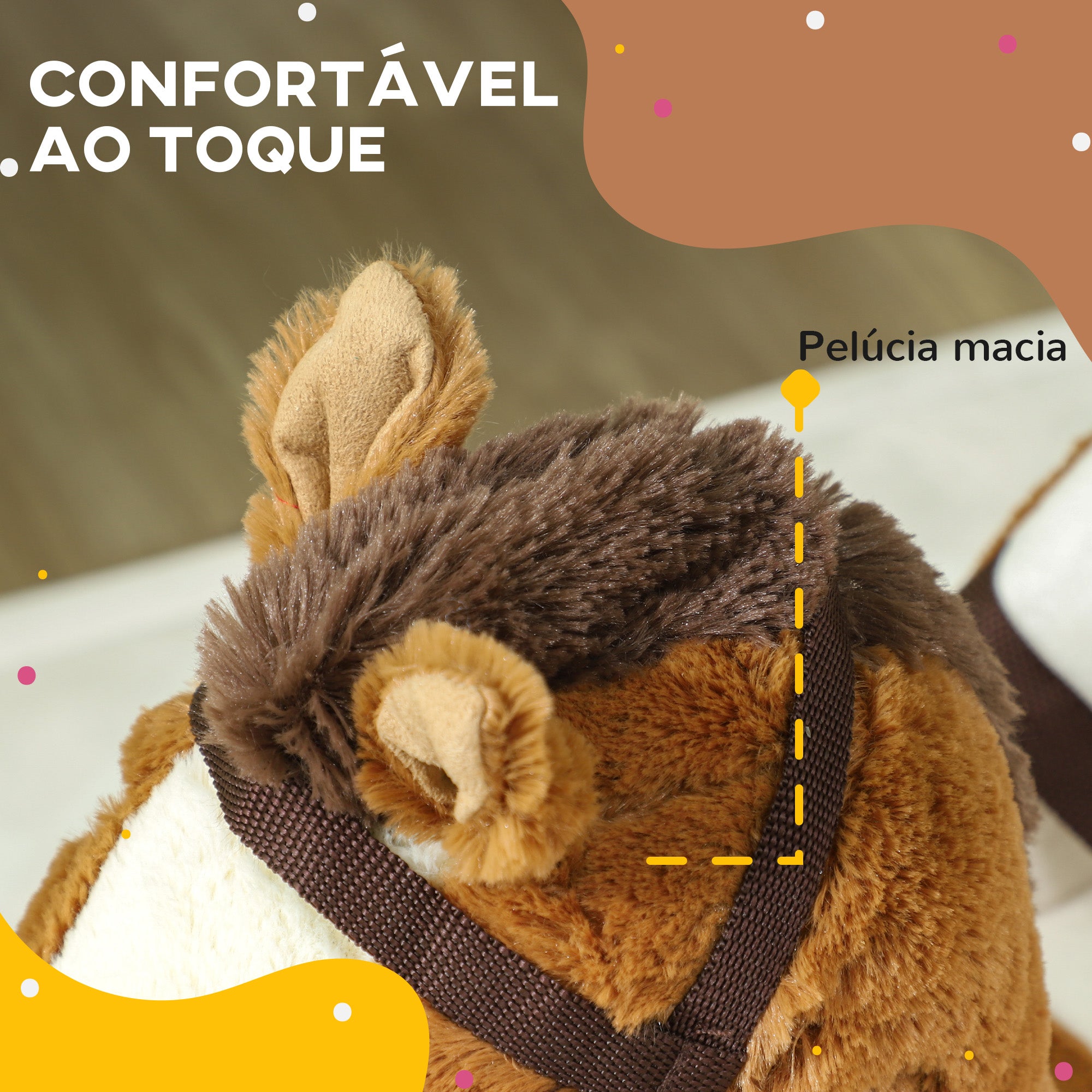 Cavalo Baloiço para Crianças 68x33x45 cm - Marrom