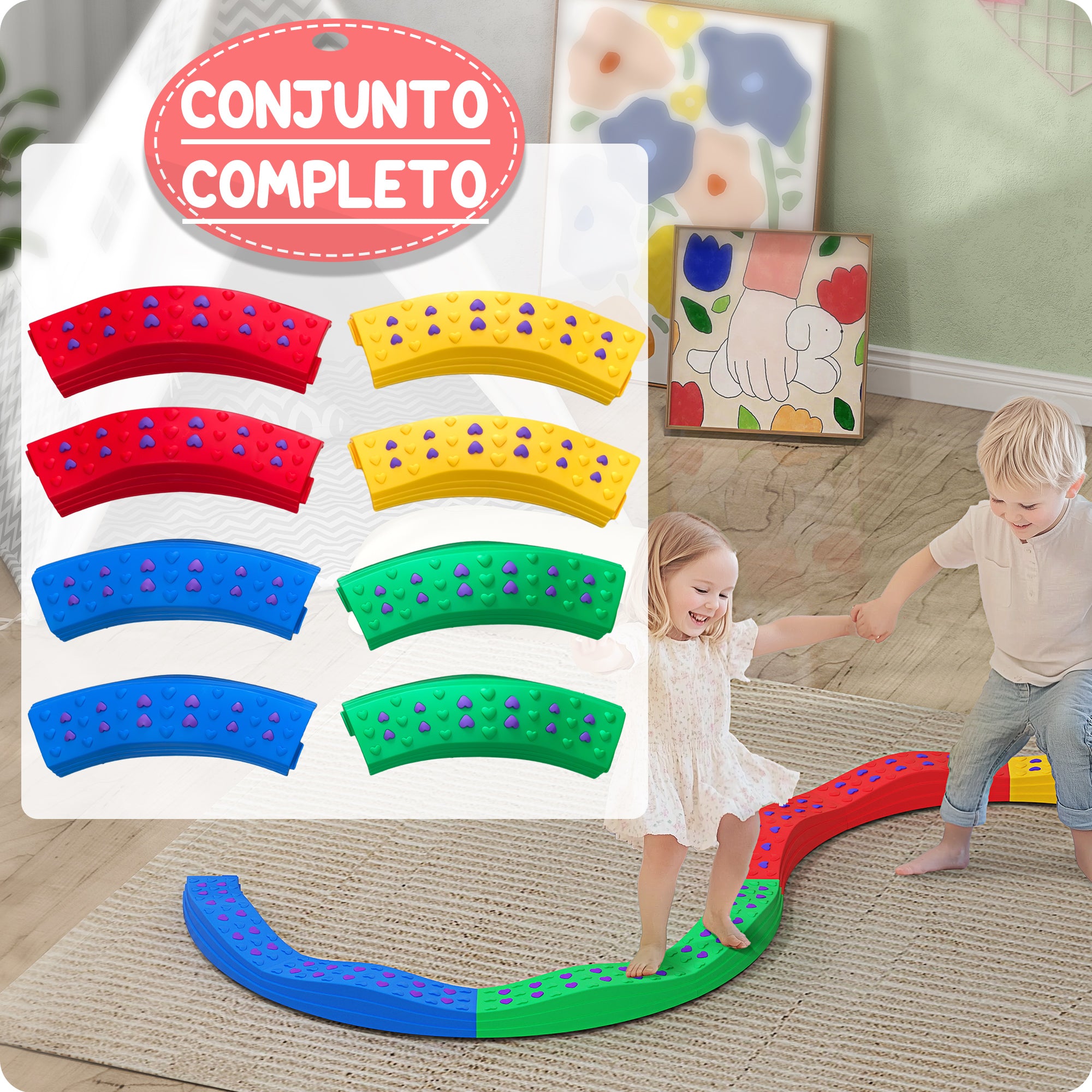 Traves de Equilíbrio Multicor Ø125x8 cm para Crianças acima de 3 Anos