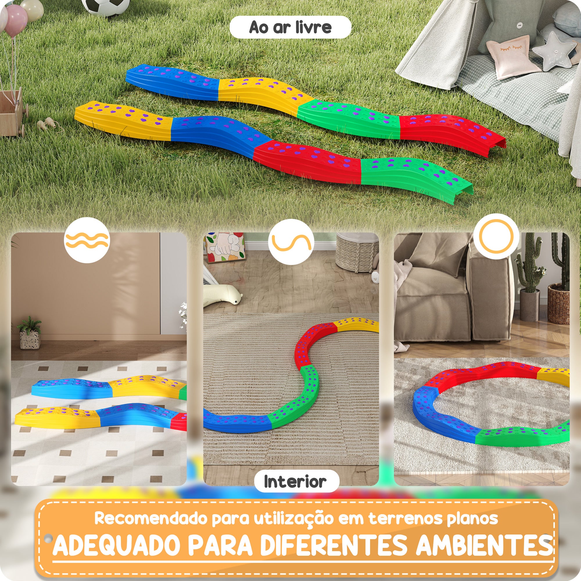 Traves de Equilíbrio Multicor Ø125x8 cm para Crianças acima de 3 Anos