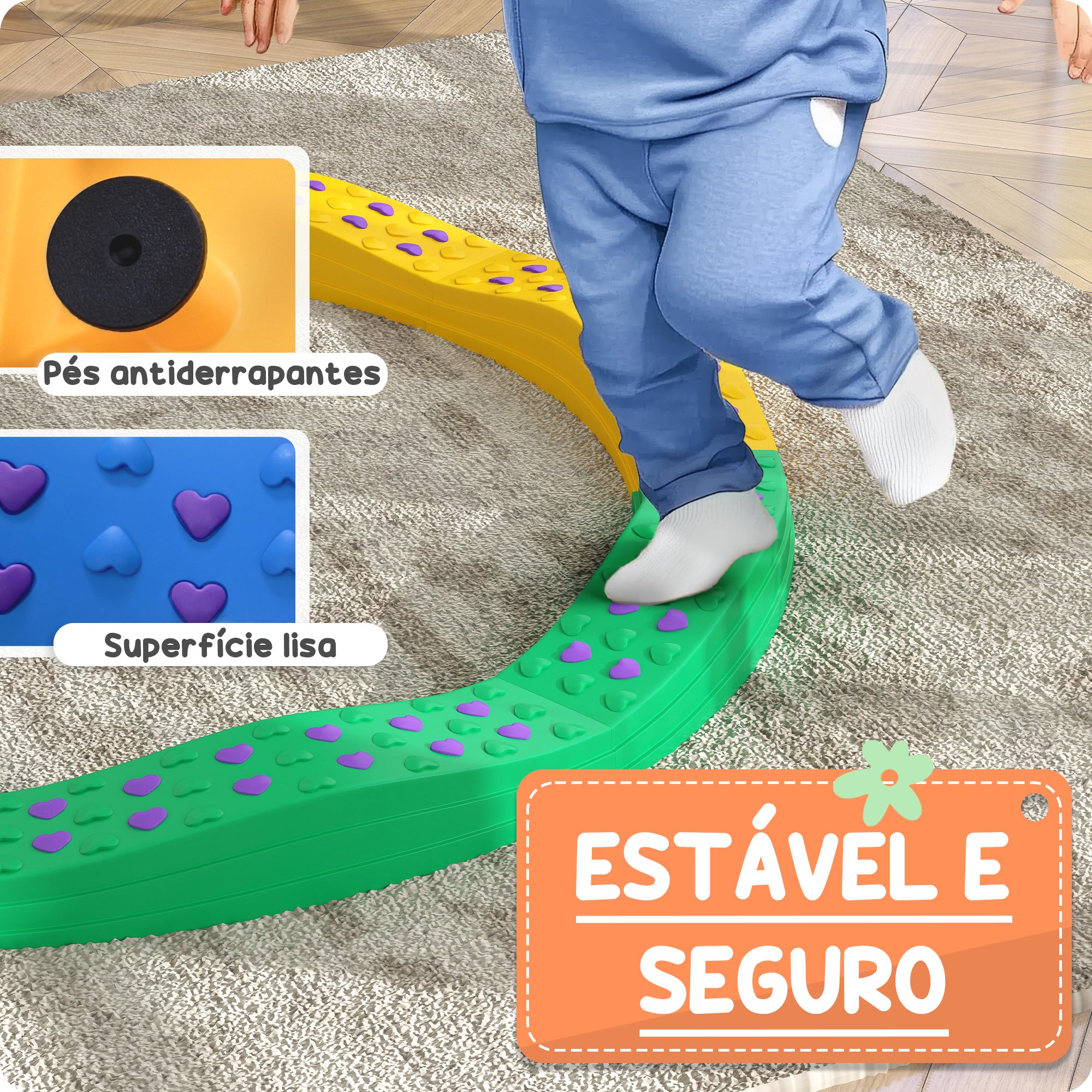 Traves de Equilíbrio Multicor Ø125x8 cm para Crianças acima de 3 Anos