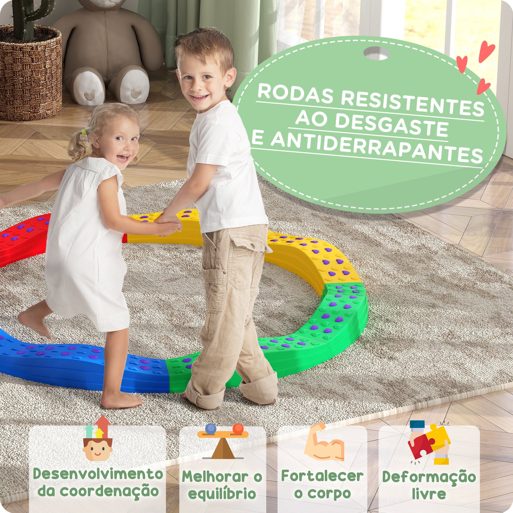 Traves de Equilíbrio Multicor Ø125x8 cm para Crianças acima de 3 Anos