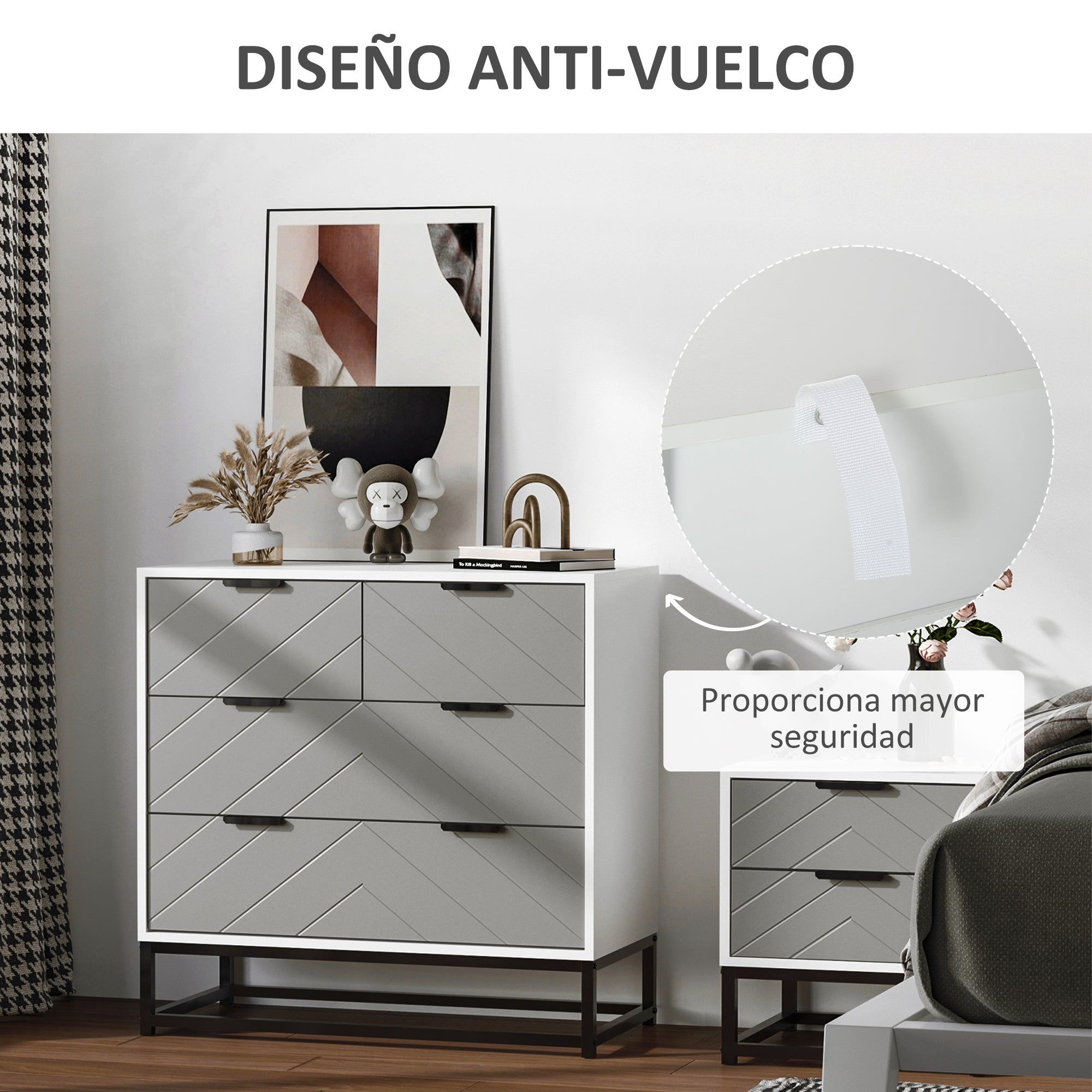 Cômoda de Cabeceira Cinza 80x40x79 cm - Design Moderno e Resistente