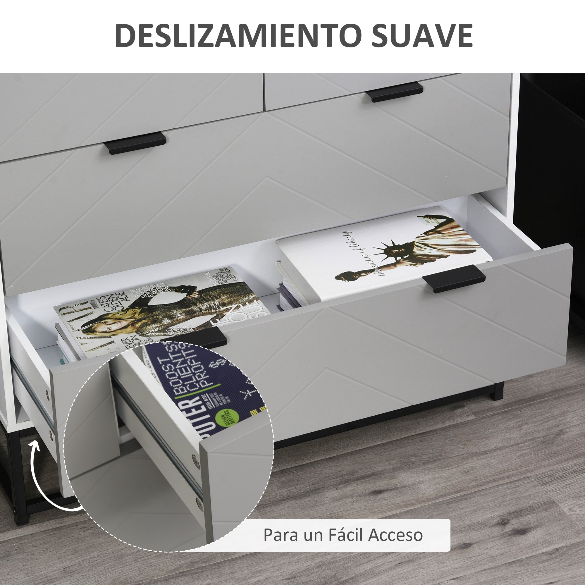 Cômoda de Cabeceira Cinza 80x40x79 cm - Design Moderno e Resistente