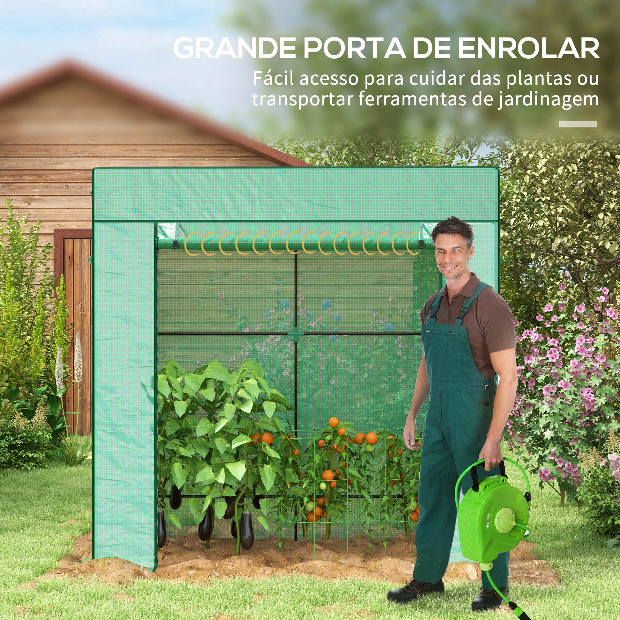 Estufa de Jardim – 196x77x197 cm – Verde – Polietileno e Aço