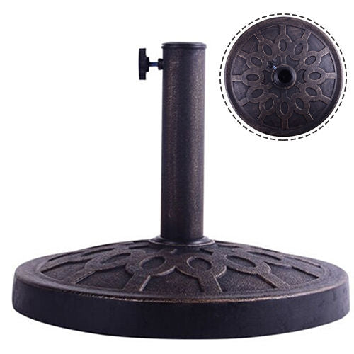 Base de Guarda-Sol Redonda em Resina para Exterior Jardim Pátio para Mastro de Guarda-Sol de Φ38mm ou Φ48mm Bronze