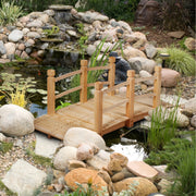 Ponte de Jardim em Madeira para Lago Jardim Casa Decorativa com Guarda-corpo 150 x 67 x 55 cm