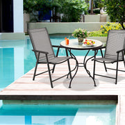 Set de 2 Cadeiras Dobráveis e Portáteis em Tecido Respirável Elástico para Exterior Camping Praia Varanda Cinzento 68 x 59 x 93 cm