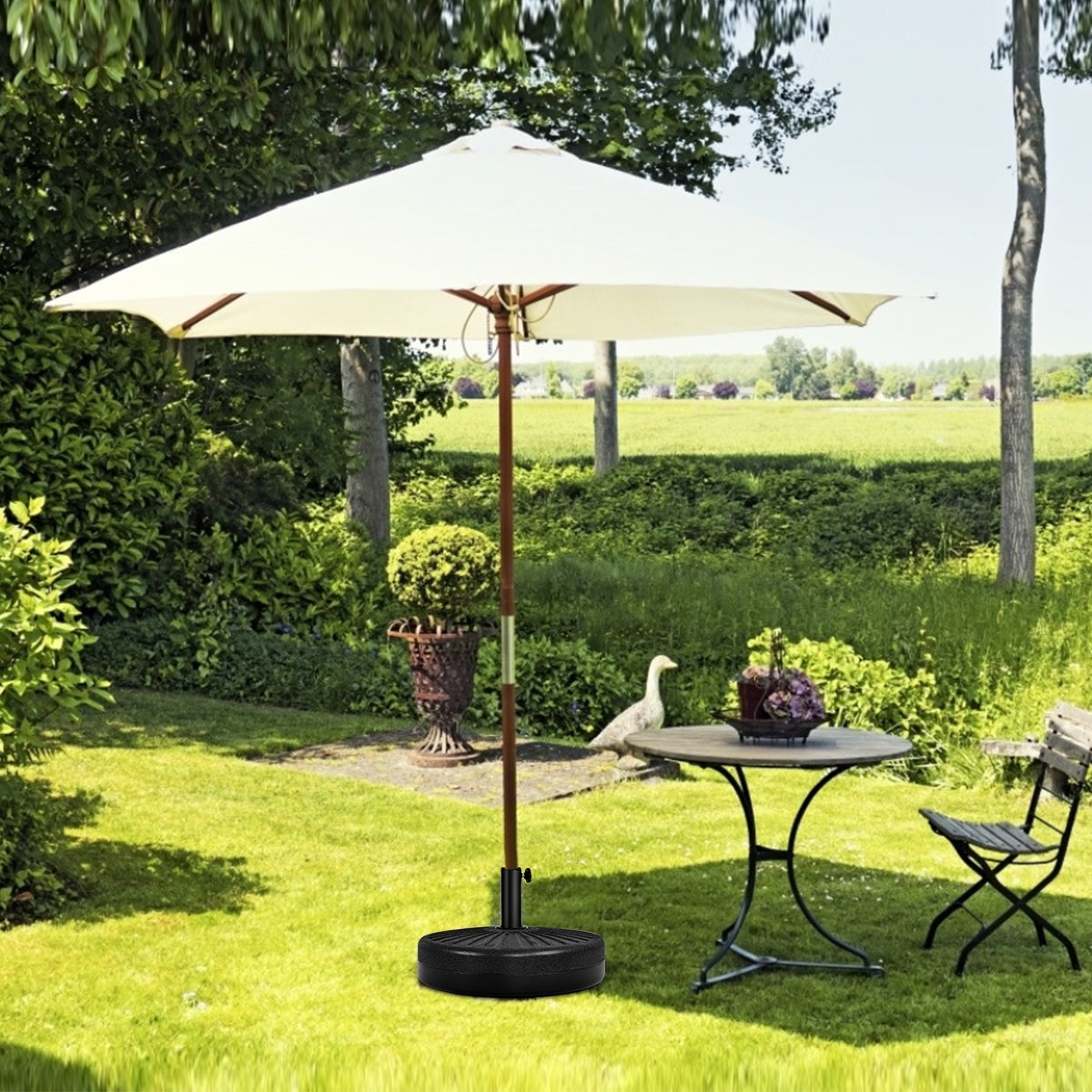 Base para Guarda-Sol Preenchível para Guarda-Sol de Praia, Jardim, Terraço e Pátio Preto φ51 x 13 cm