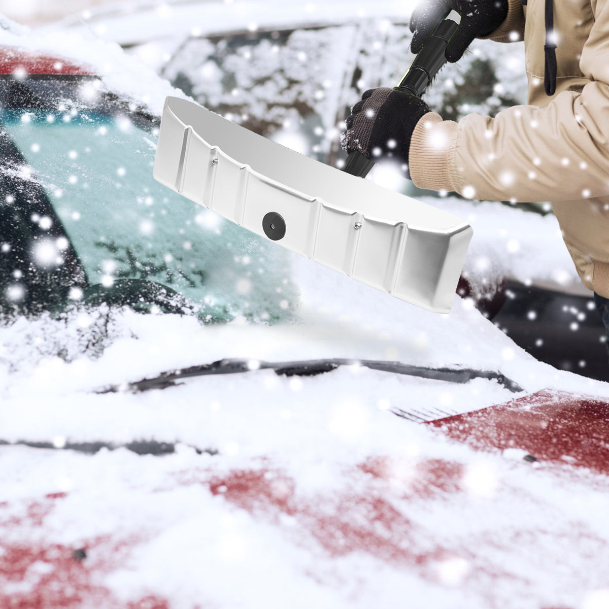 Rastrillo de Neve para Telhado Telescópico Ajustável de 190 cm a 630 cm Pá de Neve para Telhado para Casa Jardim Parque Ferramenta