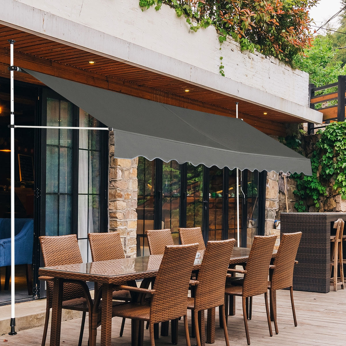Toldo Retráctil e Telescópico Resistente aos Raios UV e Impermeável em Cinzento 395 x 120 cm
