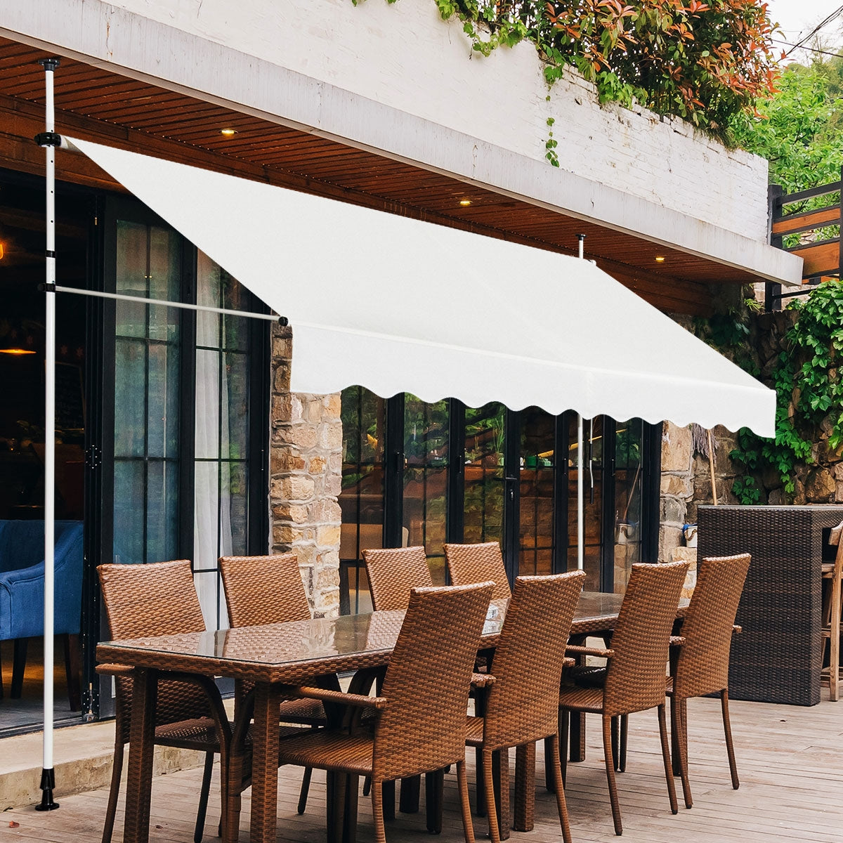 Toldo Retráctil Resistente aos Raios UV para Janela, Varanda e Jardim Bege 300 x 120 cm