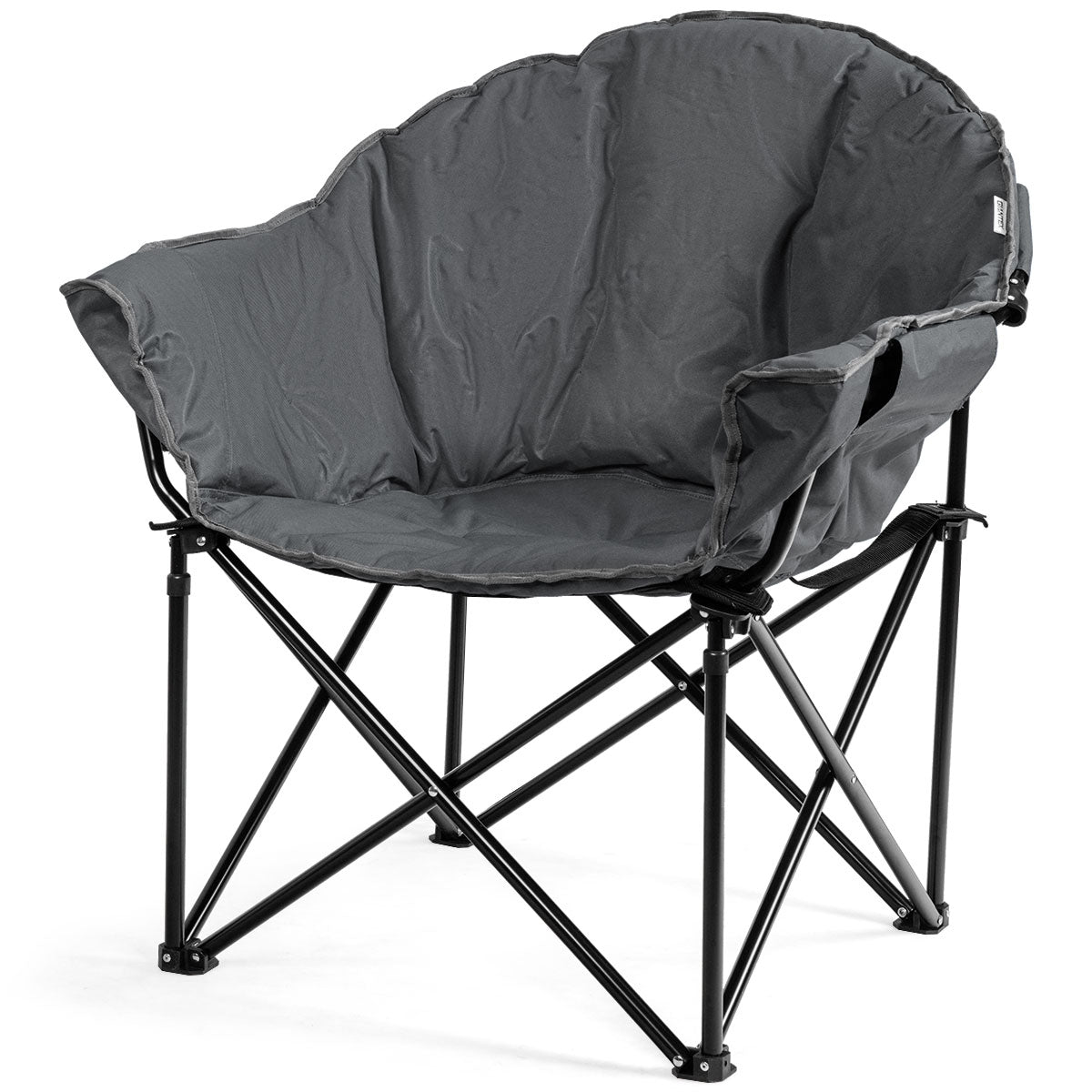 Cadeira Dobrável de Campismo com Almofada, Suporte para Copo e Bolsa de Transporte para Pesca, Jardim, Pátio e Praia Cinzenta 62 x 62 x 90 cm