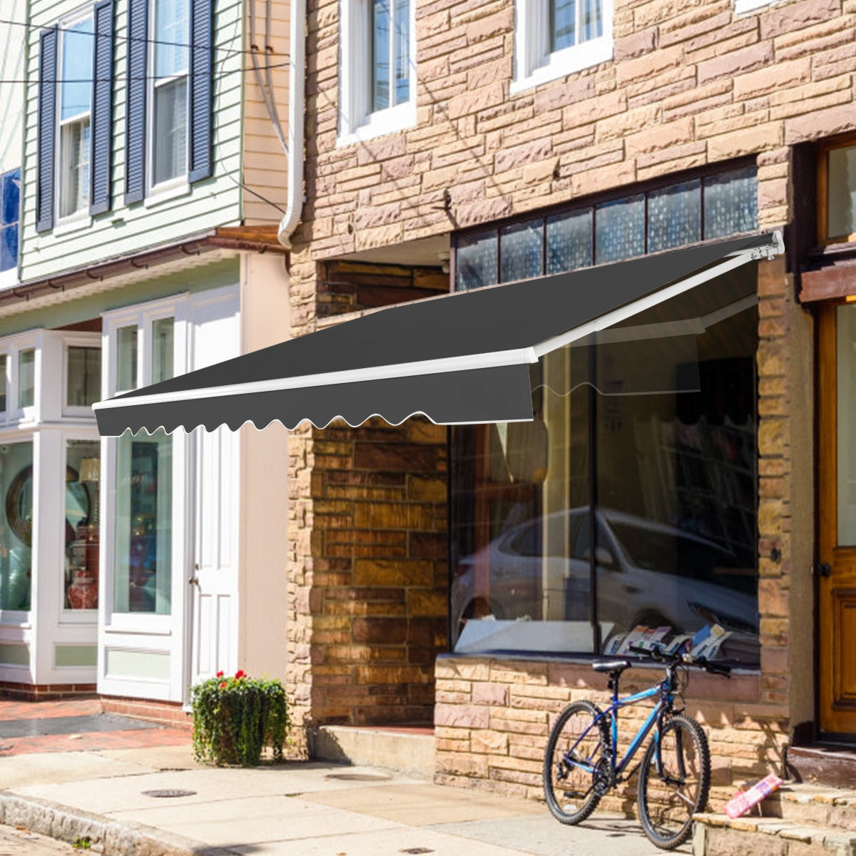 Toldo Retrátil em Alumínio 3 x 2,5 m com Manivela e Tecido Impermeável Exterior Cinzento