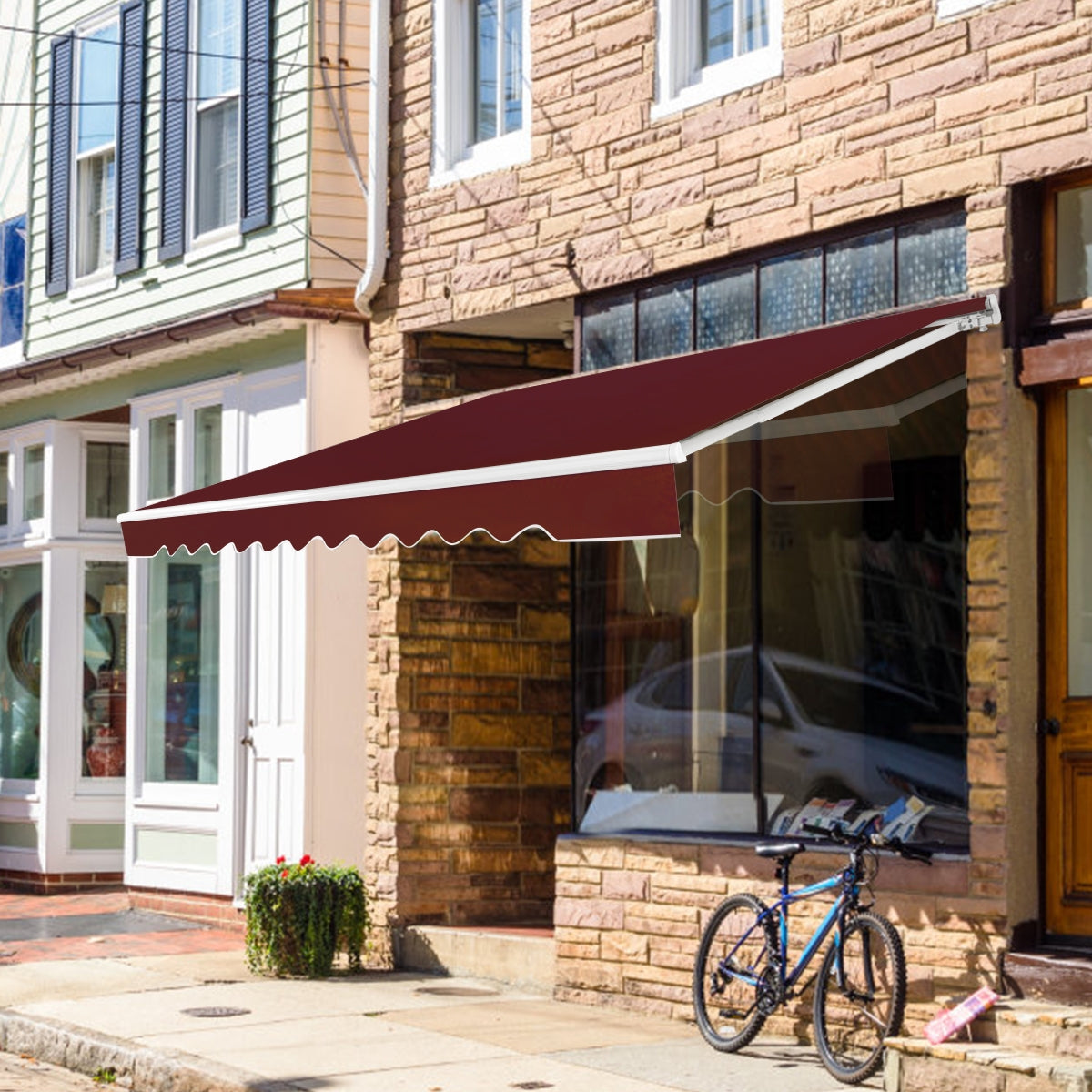 Toldo Retrátil 3 x 2,5 m em Alumínio com Manivela e Poliéster Impermeável para Exterior Vinho
