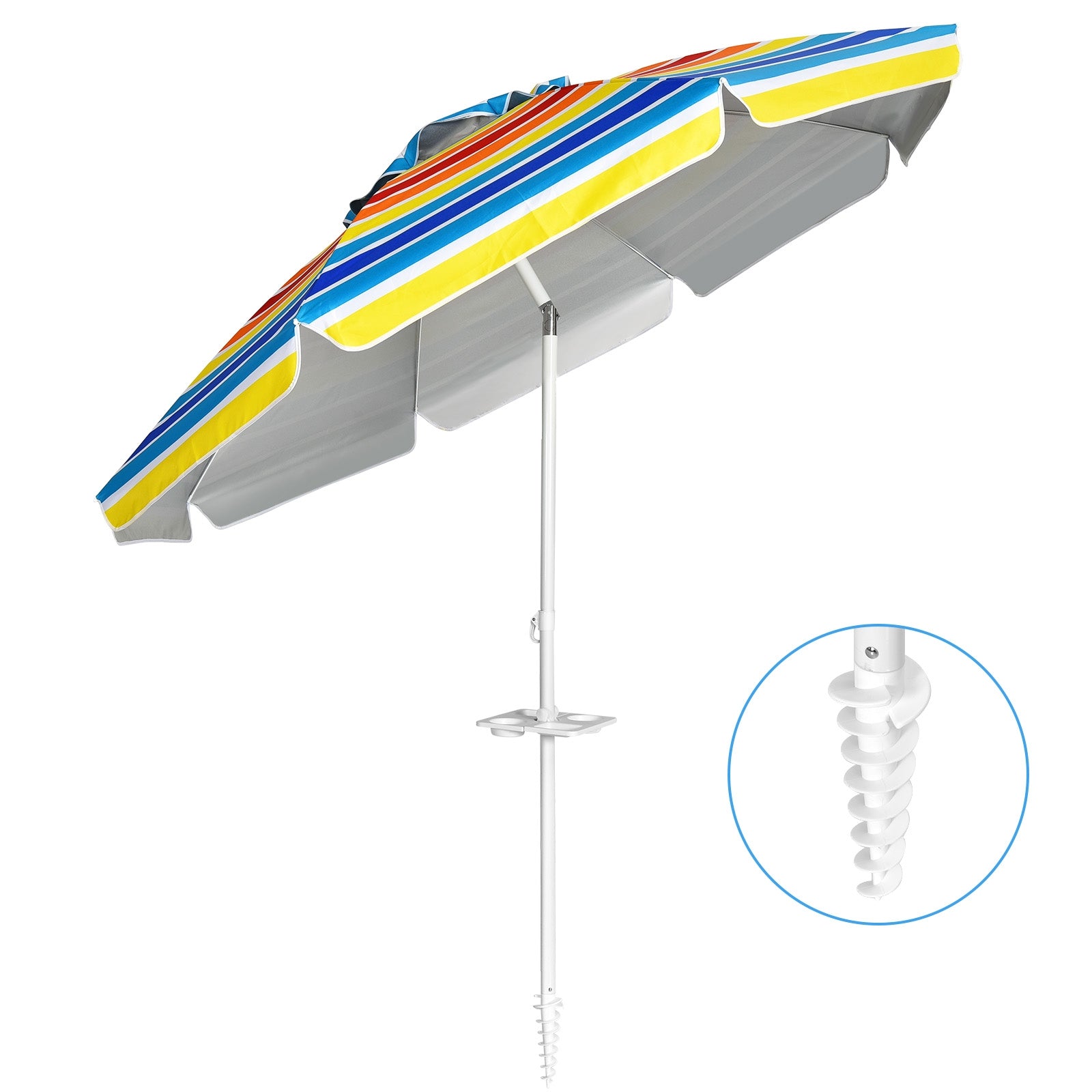 Sombrinha de Praia Guarda-Sol Inclinável Portátil com Proteção Solar UPF50+ para Exterior Pátio Piscina Cor Iris 2 x 2,2 m
