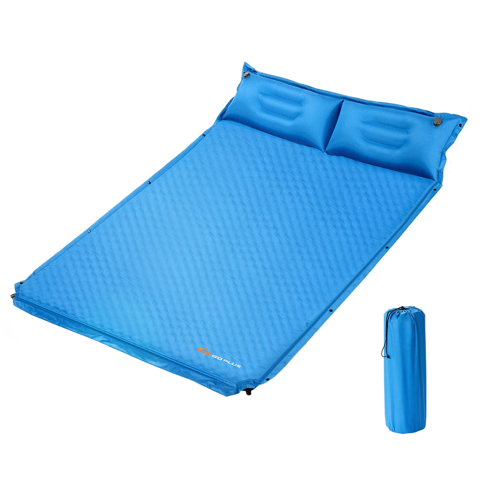 Colchão de Campismo Autoinsuflável em Espuma para 2 Pessoas - Azul 187 x 130 x 4 cm