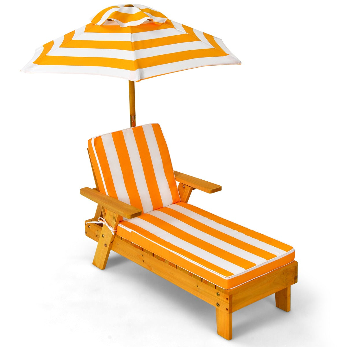 Cadeira Reclinável de Exterior para Crianças com Chapéu de Sol Removível e Regulável em Tensão para Pátio 92 x 49 x 106 cm
