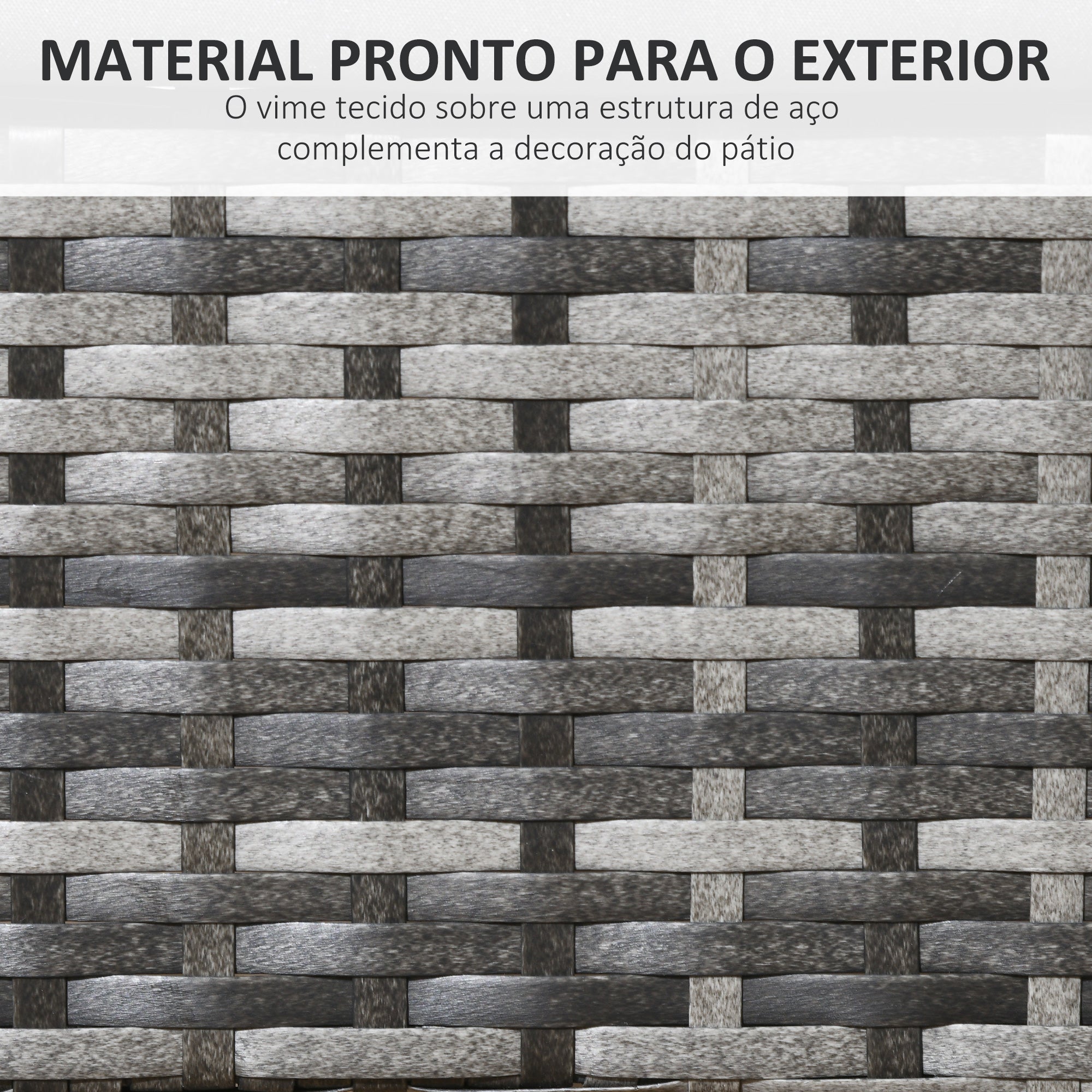 Conjunto de Refeição de Jardim em Vime Sintético Cinzento 150x90x72 cm - 7 Peças
