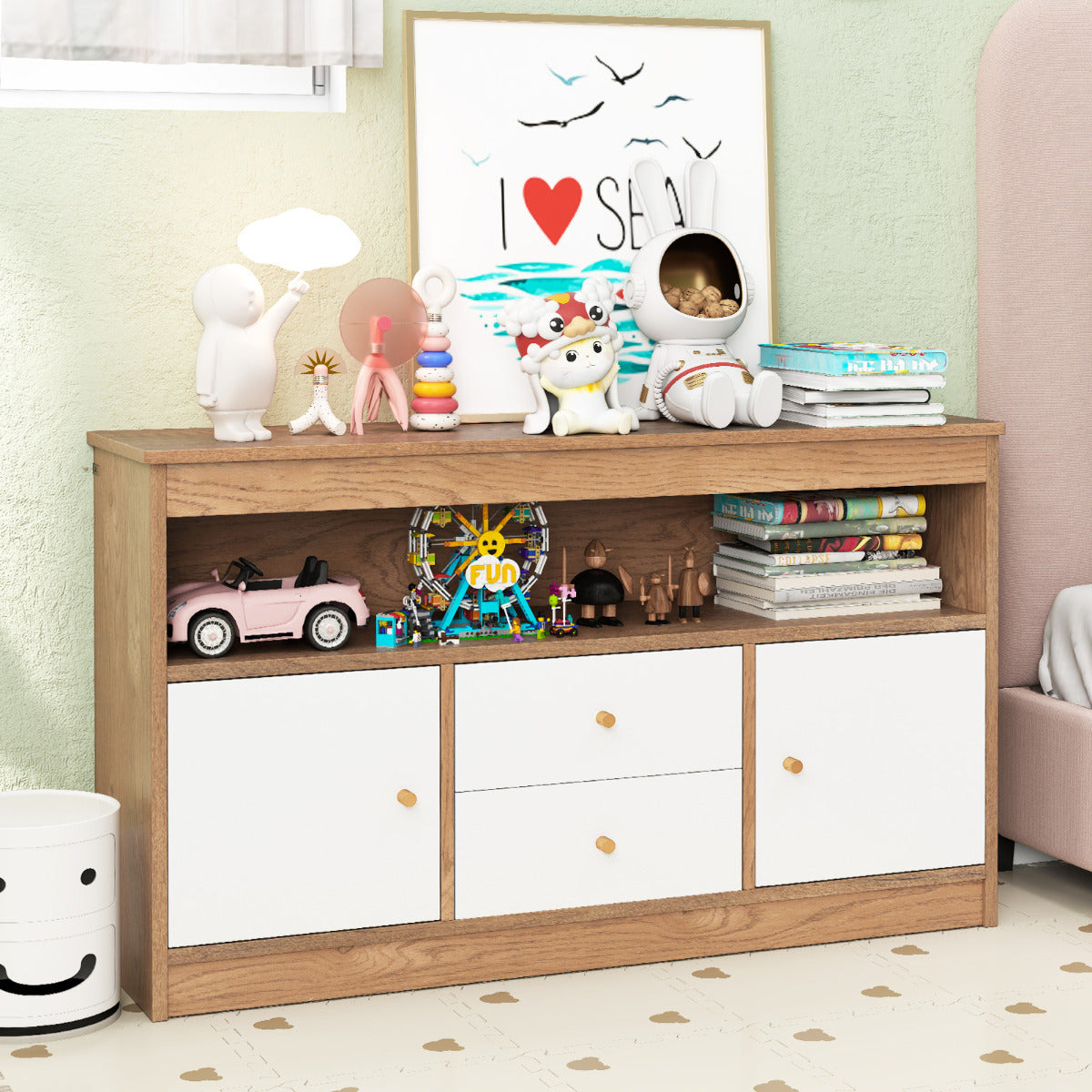 Organizador de Brinquedos para Crianças – 62 cm – Natural – Madeira