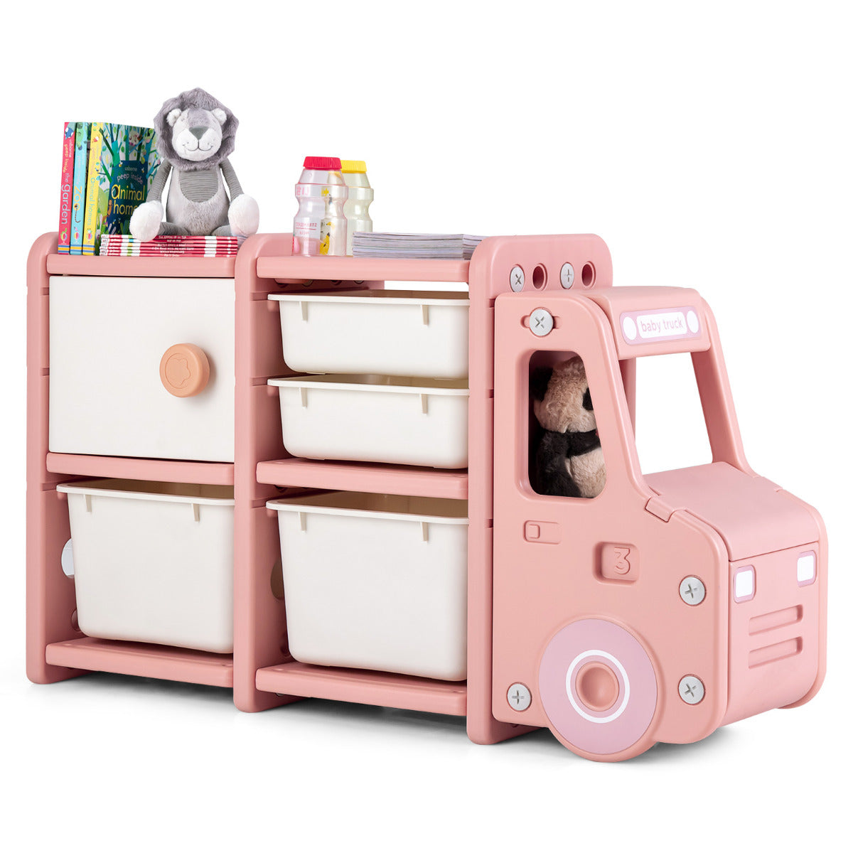 Organizador de Brinquedos em Forma de Camião – 110 x 32 x 66 cm – Rosa – HDPE