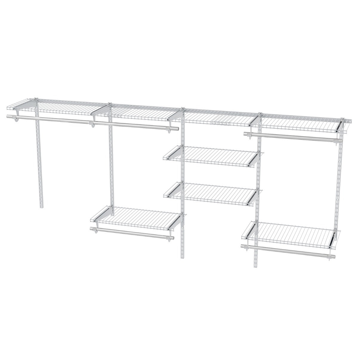 Sistema de Organização de Armário e Armazenamento com Varão de Metal Expansível DIY para Quarto Branco