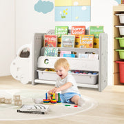 Armário de Arrumação de Brinquedos com Tema de Carro com Estante de 3 Níveis 2 Caixas de Arrumação 108 x 35 x 63,5 cm Cinzento