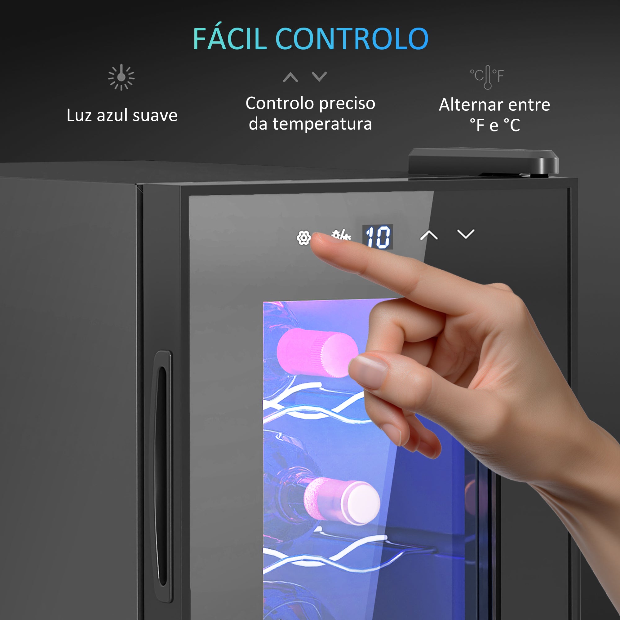 Garrafeira com Sistema de Refrigeração 26,5x51,5x39,3 cm - Cor Preto