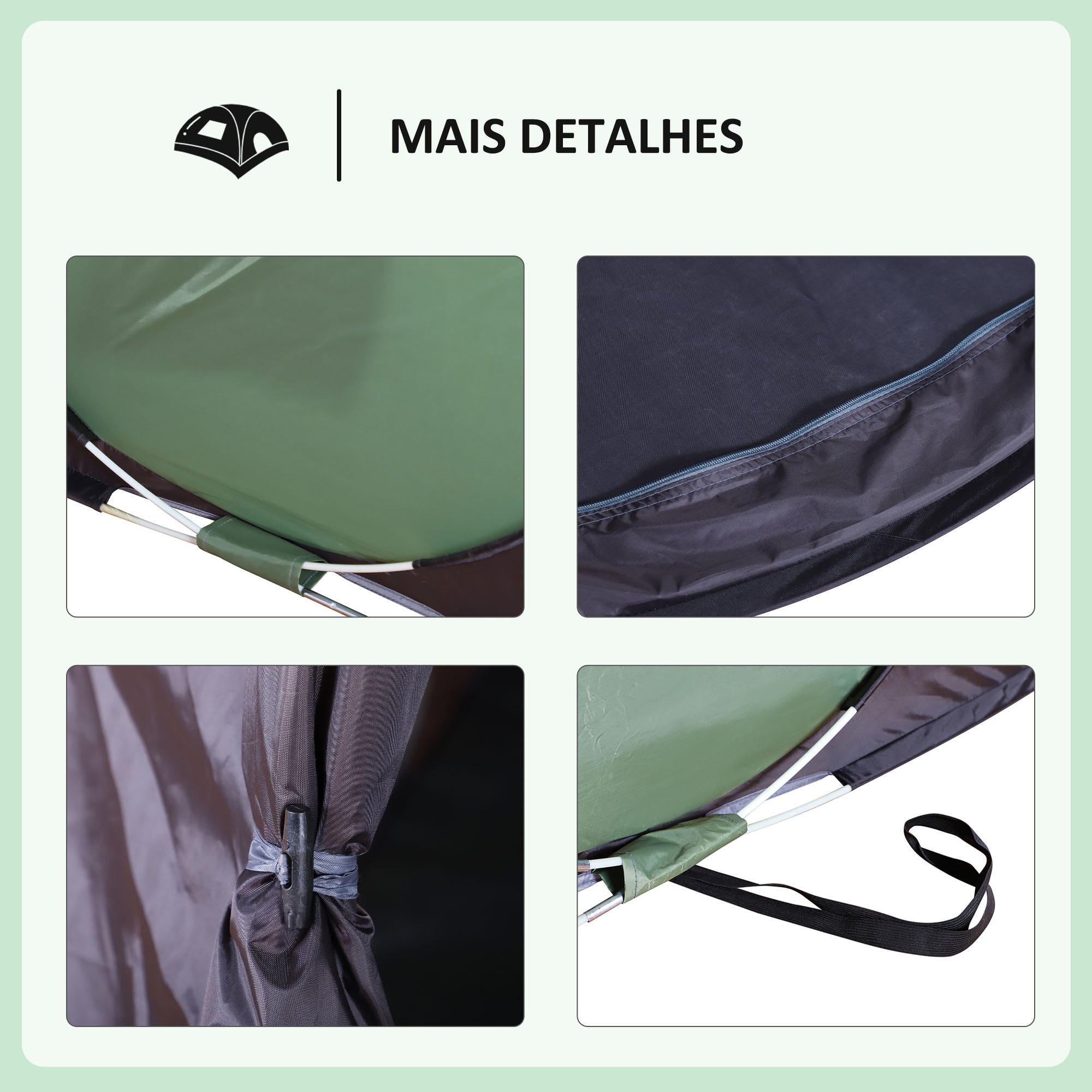 Tenda de Campismo Pop-Up – 250x150x100 cm – Verde e Preto – Poliester