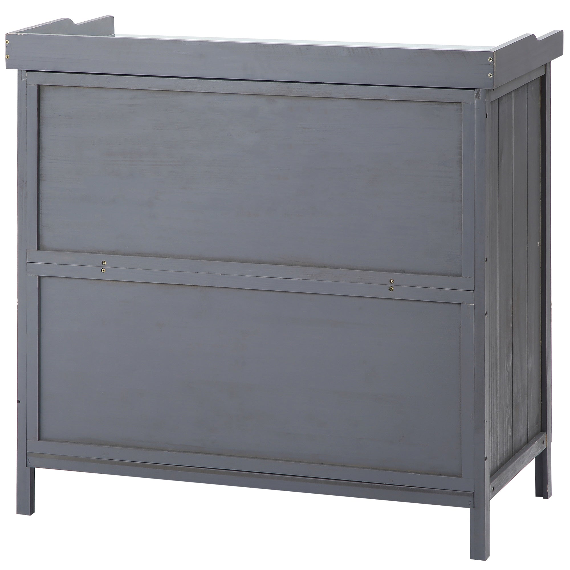 Armário de Jardim de Madeira com Mesa de Plantio 98x48x95.5 cm - Cinzento