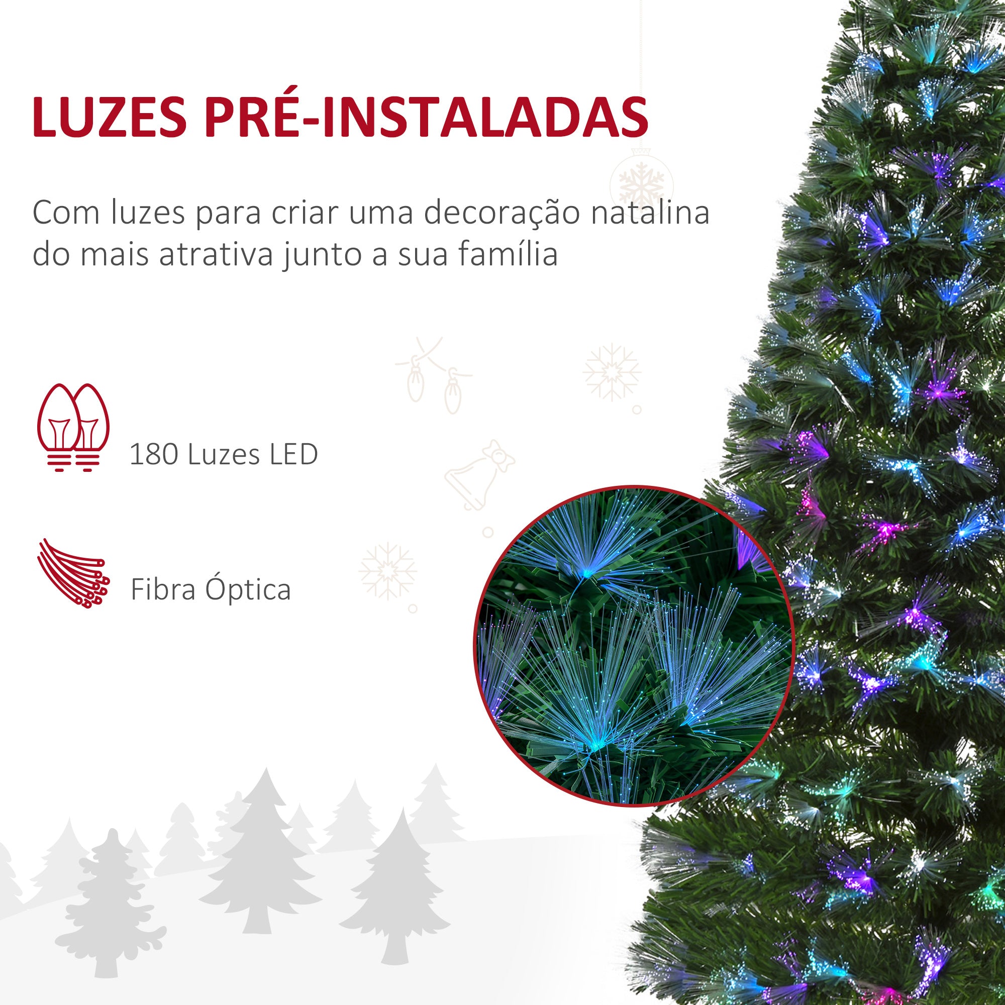 Árvore de Natal Artificial 150cm Verde com Luzes LED Multicoloridas - Ø74x150 cm