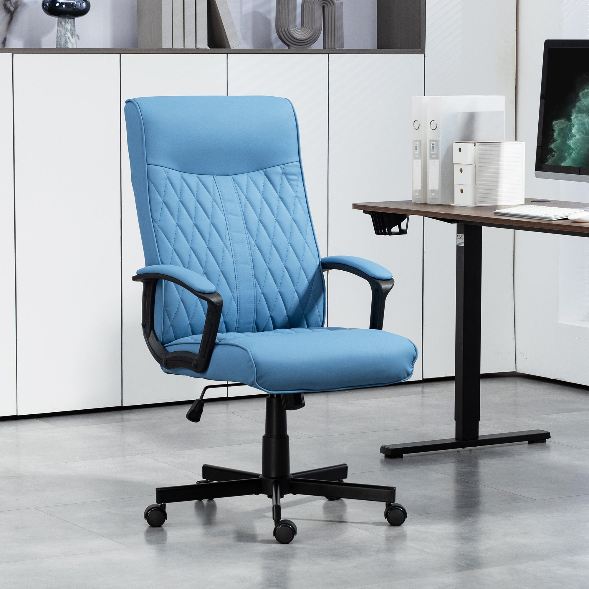 Cadeira de Escritório Giratória 360° Azul 65x65x102-112,5 cm