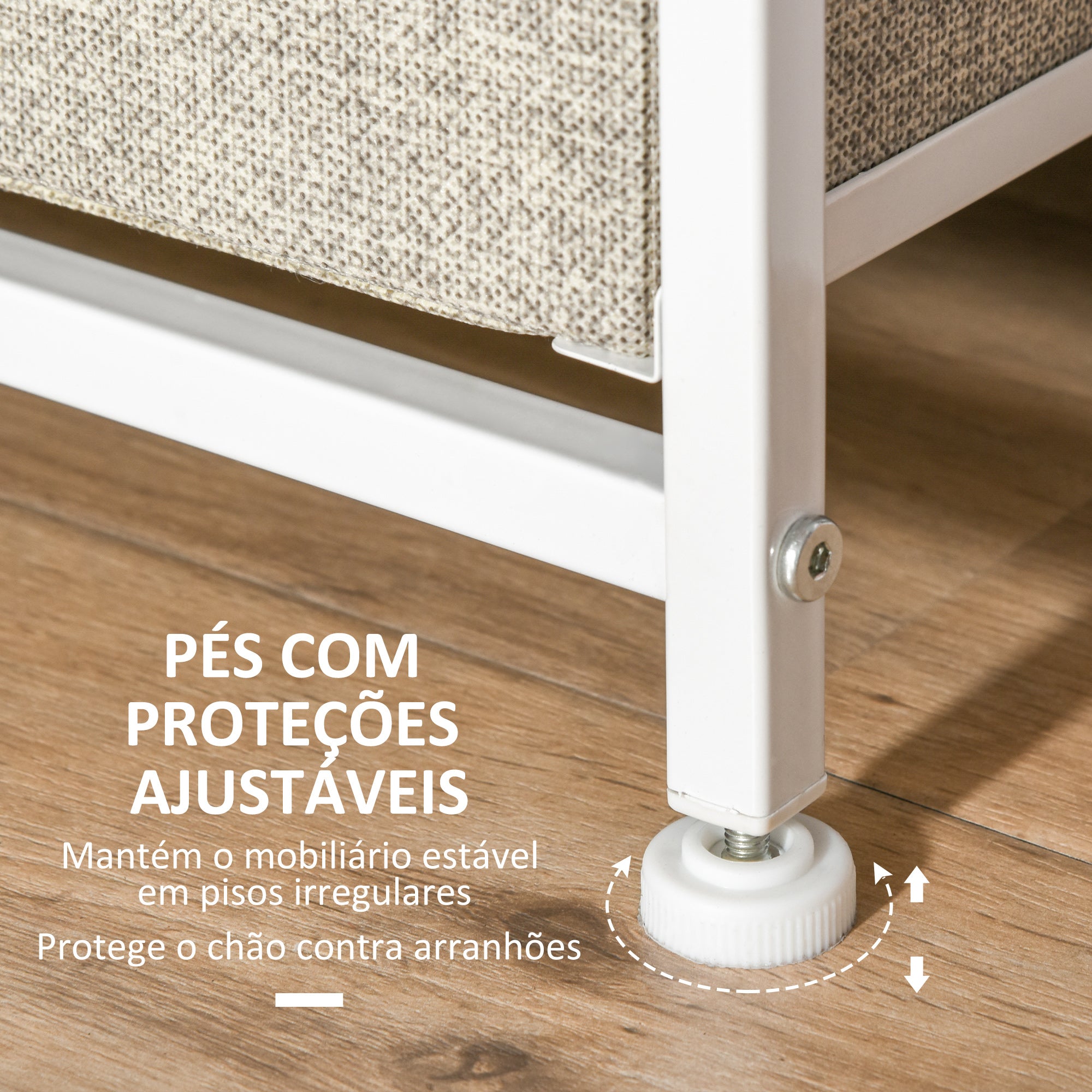 Cómoda Multifuncional – 63,5x30x71cm – Branco, Carvalho e Cinza Claro – MDF e Metal