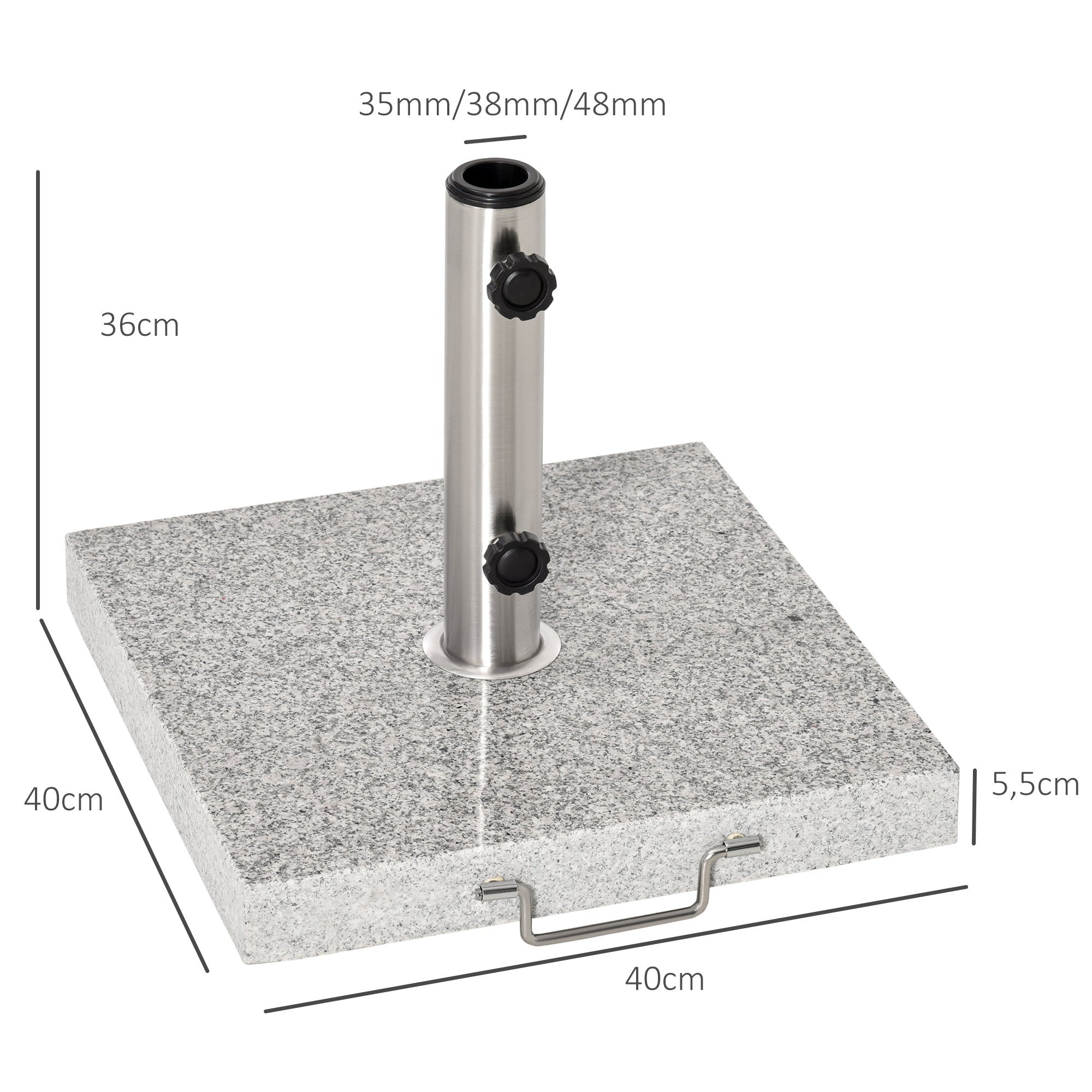 Base para Guarda-Sol – 42x42x36cm – Cinzento – Mármore