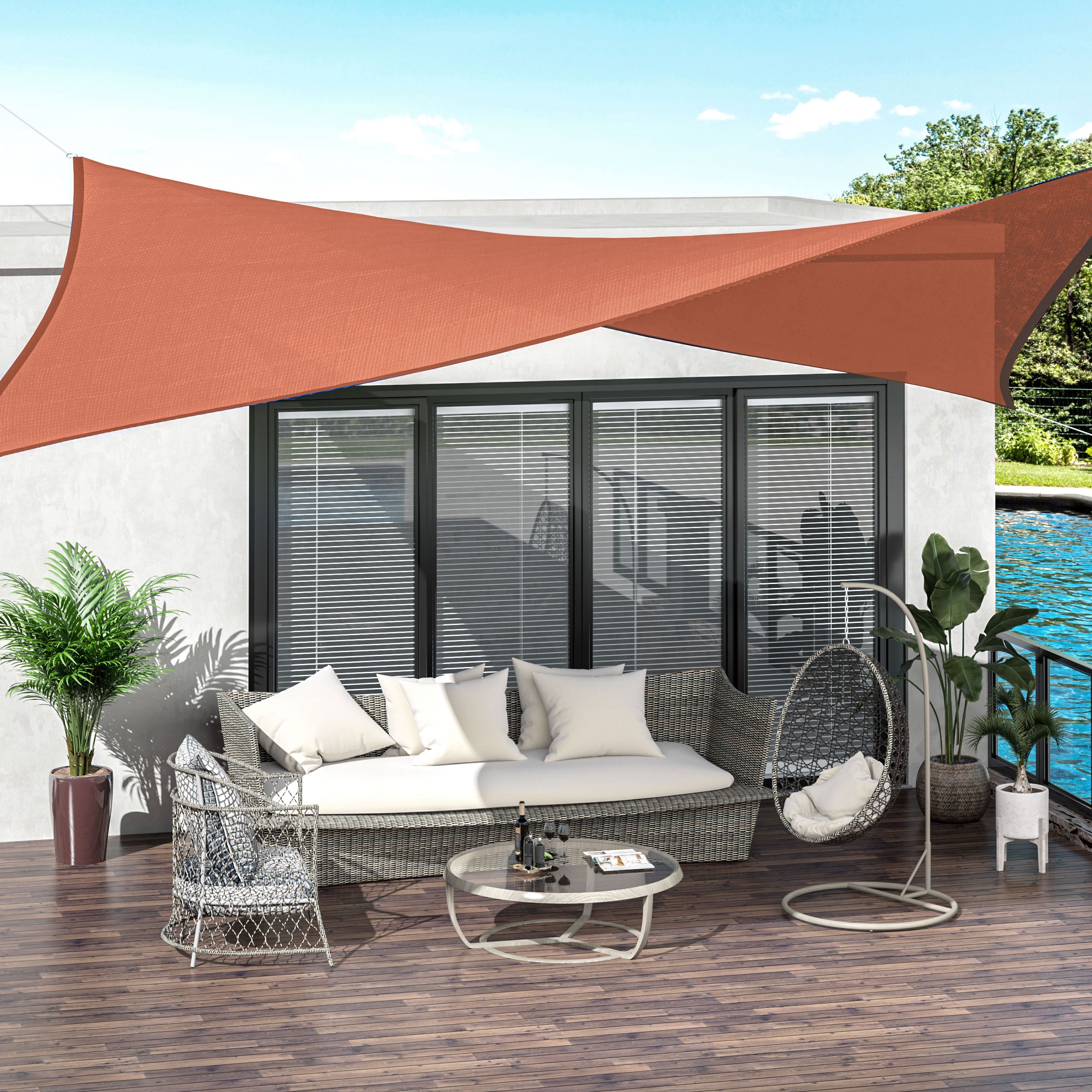 Toldo Retangular Vermelho 4x6m para Jardim e Terraço