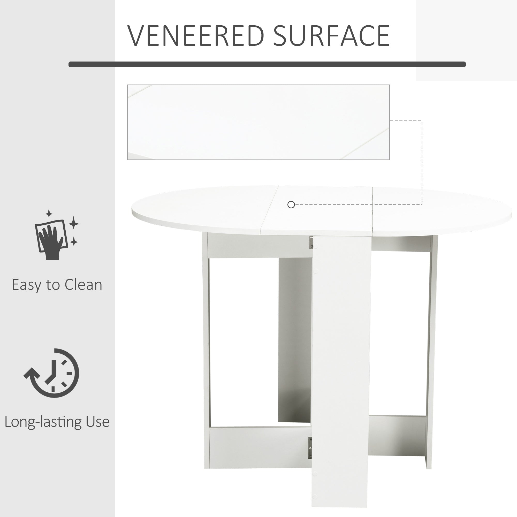 Mesa de Sala de Jantar Dobrável 104x76x73,7cm Cor Branco