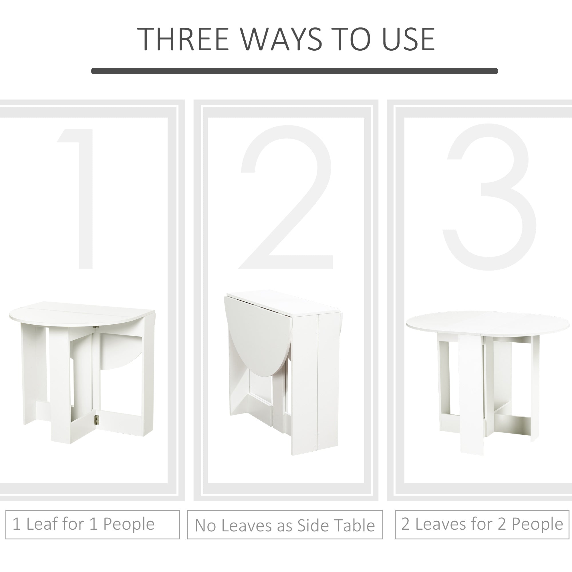 Mesa de Sala de Jantar Dobrável 104x76x73,7cm Cor Branco