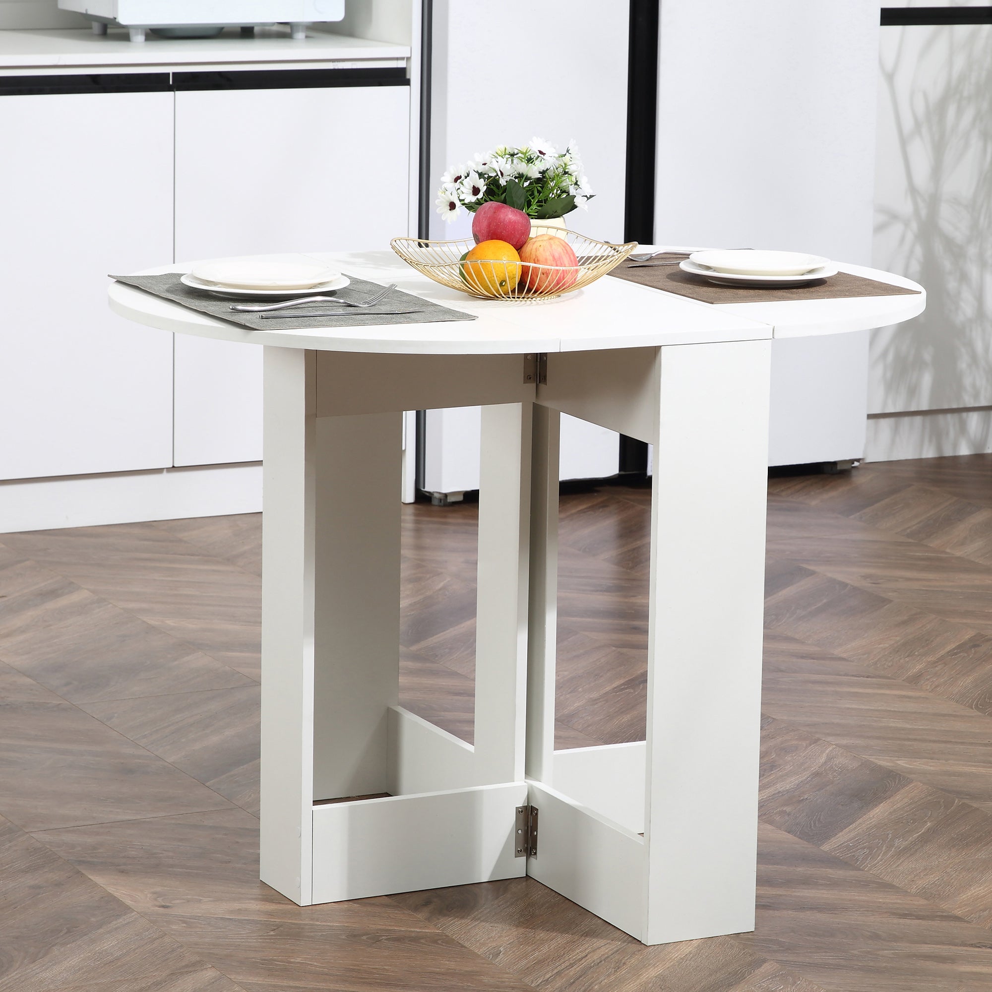 Mesa de Sala de Jantar Dobrável 104x76x73,7cm Cor Branco