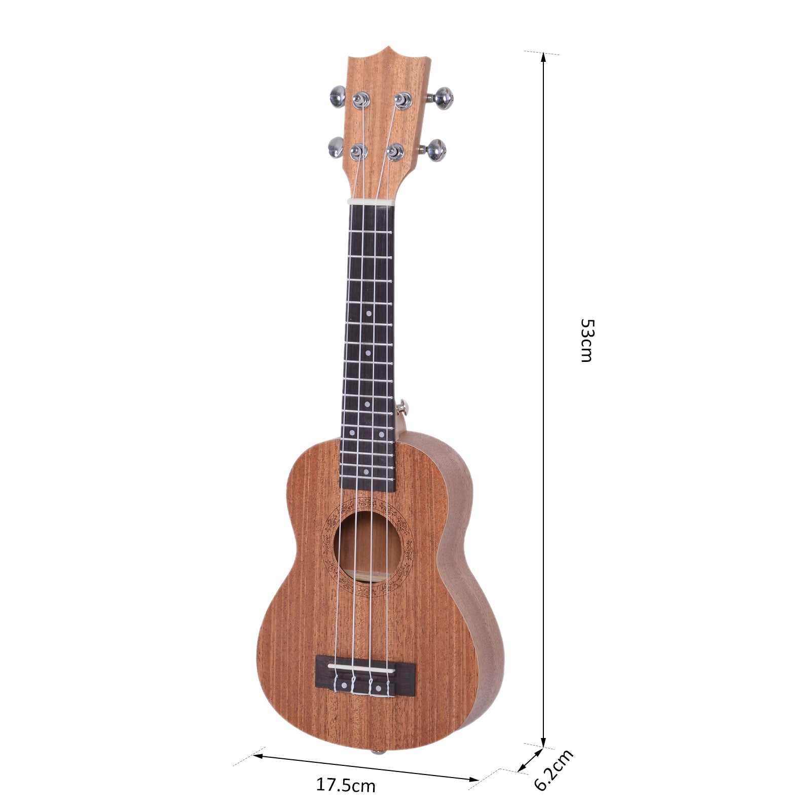 Ukelele Soprano 21 Polegadas Cor de Madeira Natural 53x17,5x6,2 cm